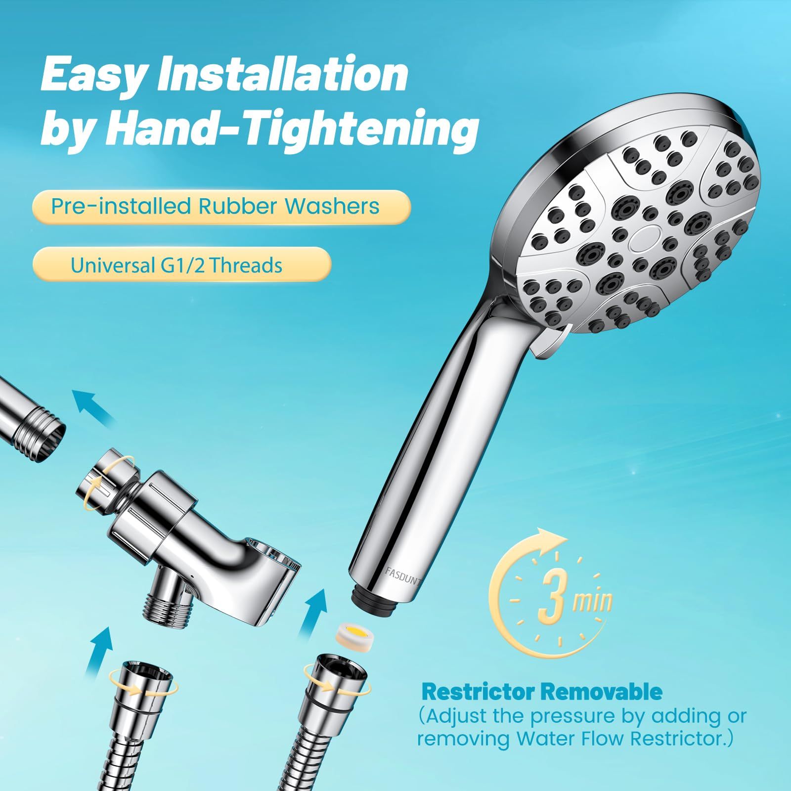 High Pressure Shower Head with Handheld view 4