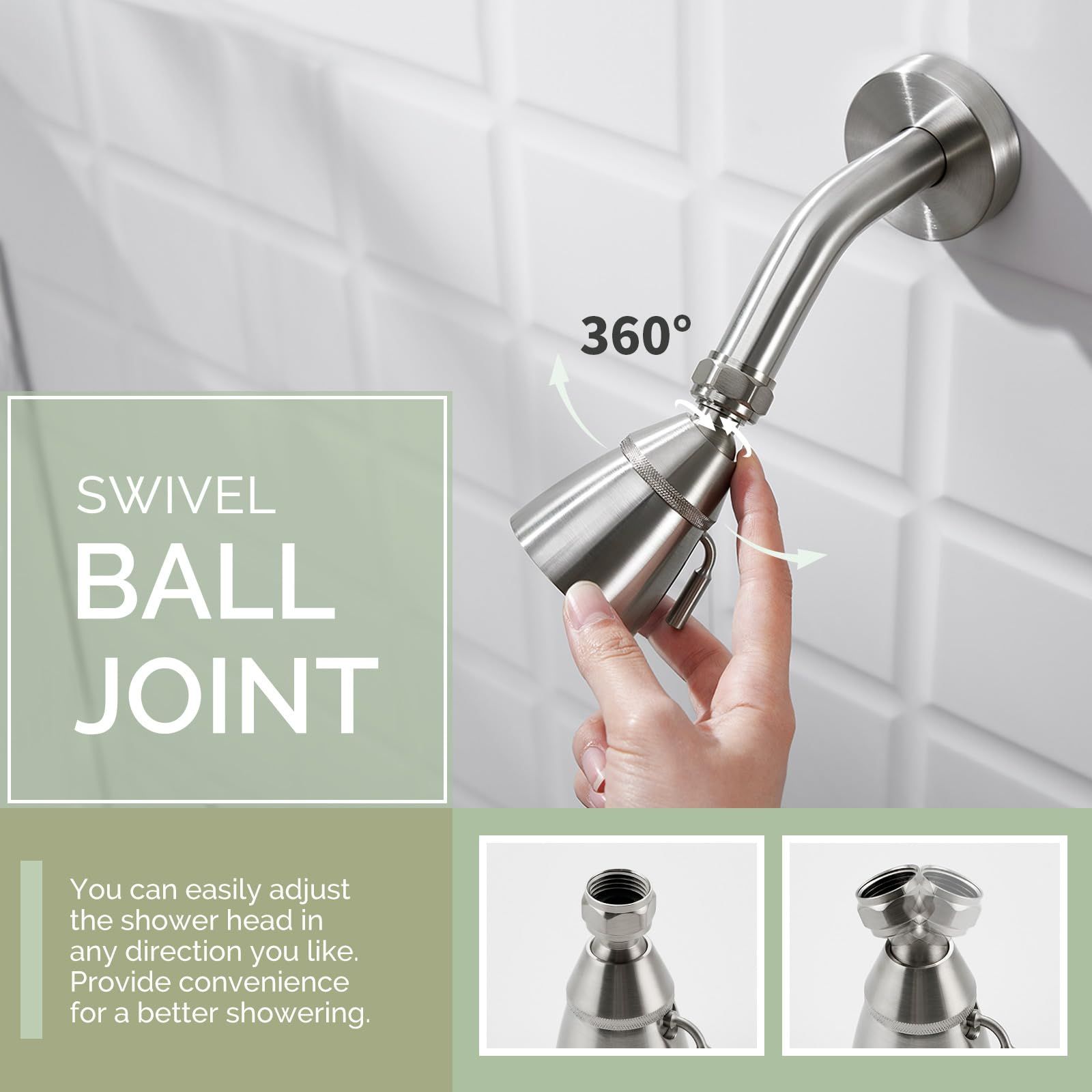 High Flow Shower Head Brushed Nickel view 4