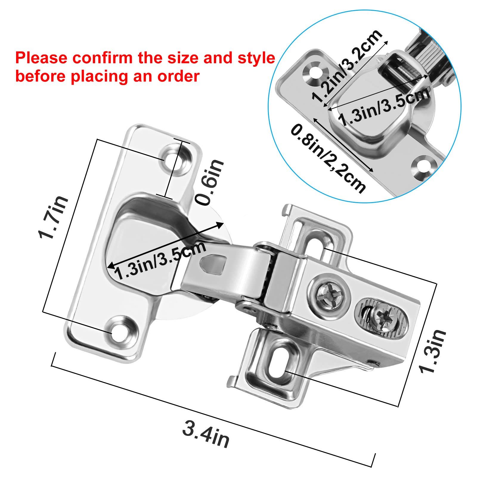 4 Pack -Full Overlay Soft Close Cabinet Hinges Brushed Nickel ，Stainless view 2