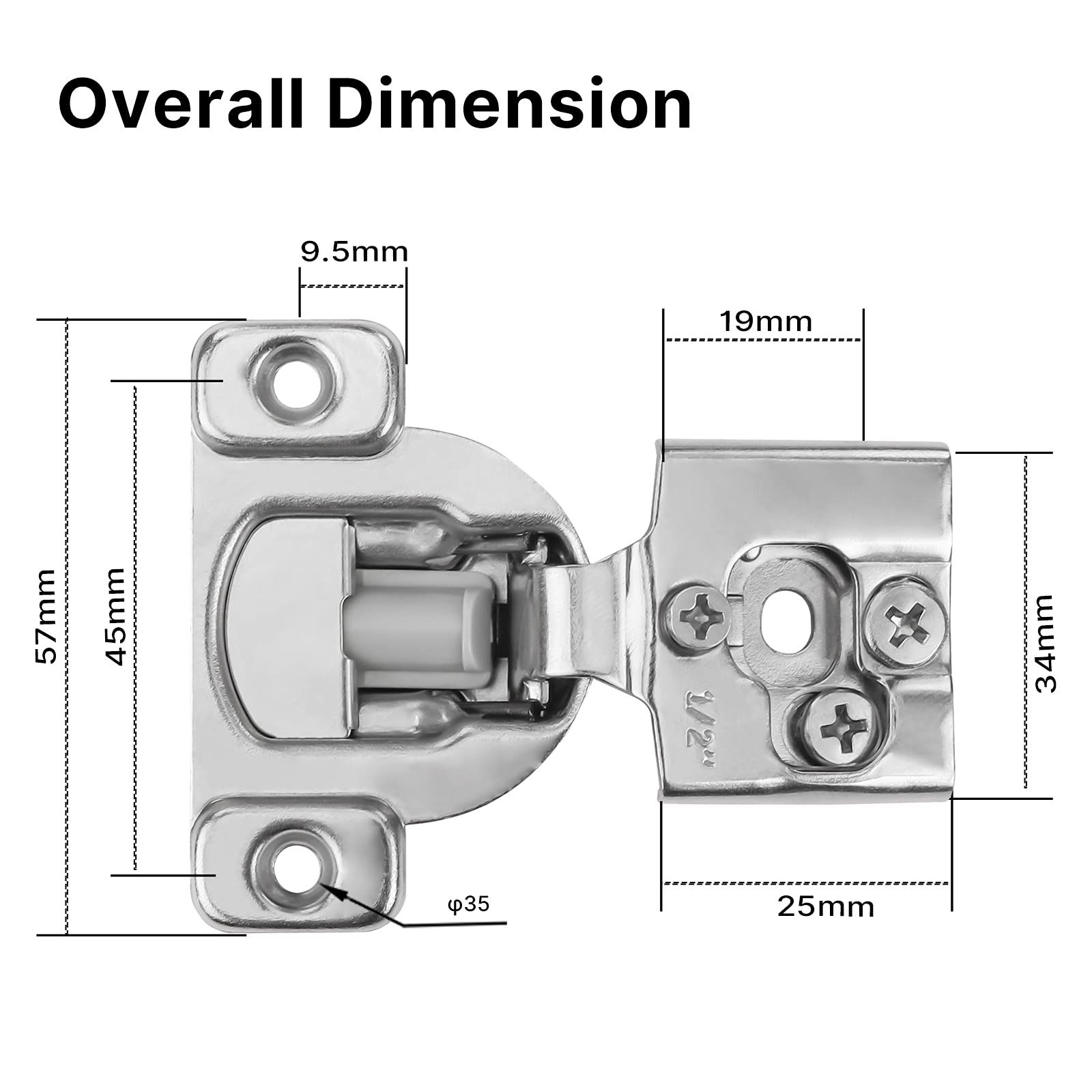 20 Pack Kitchen Cabinet Hinges Soft Close Cabinet Hinges Brushed Nickel view 5