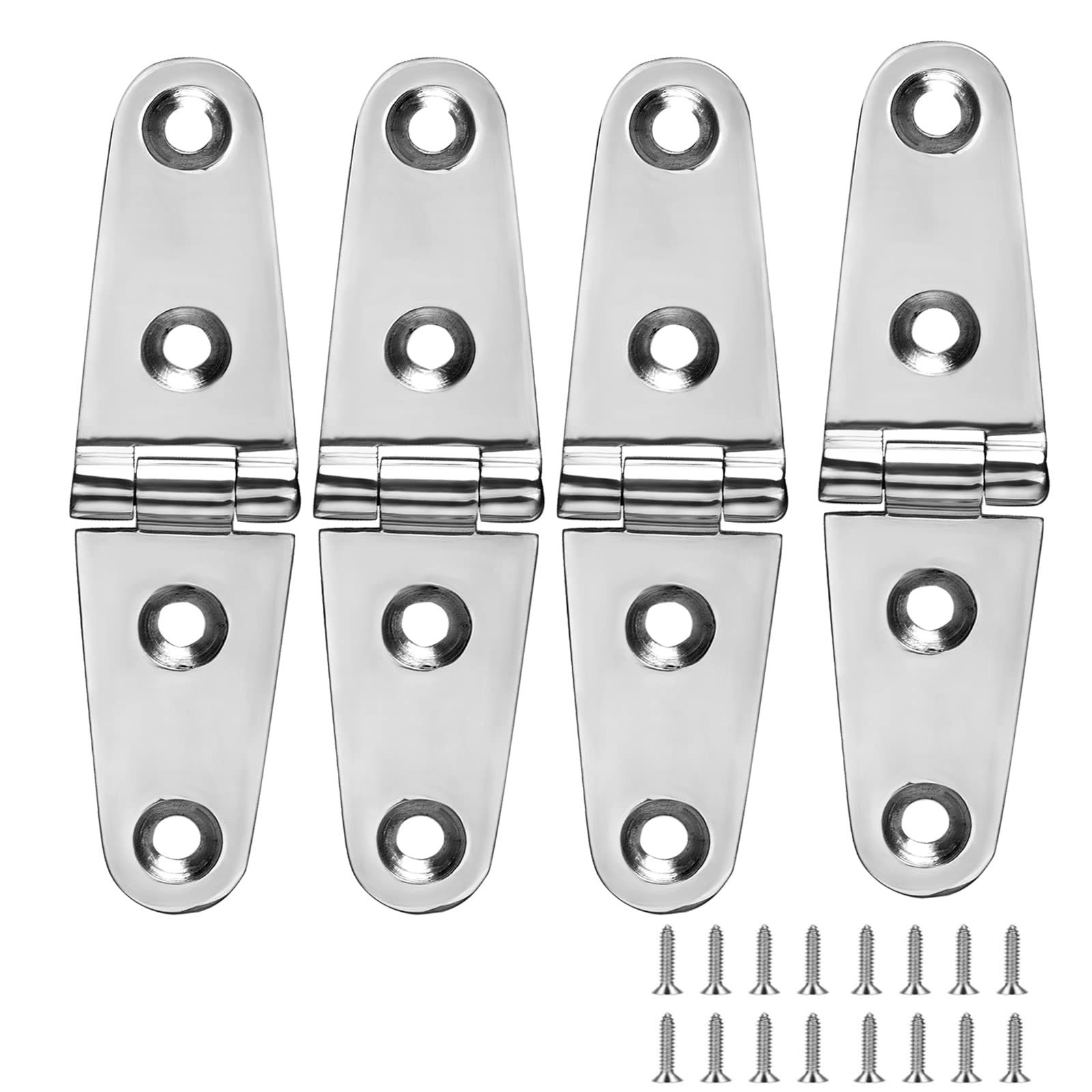 Boat Strap Hinges, Marine Hinges, 4 inch x 1 inch (102mm X 26 mm), Stainless