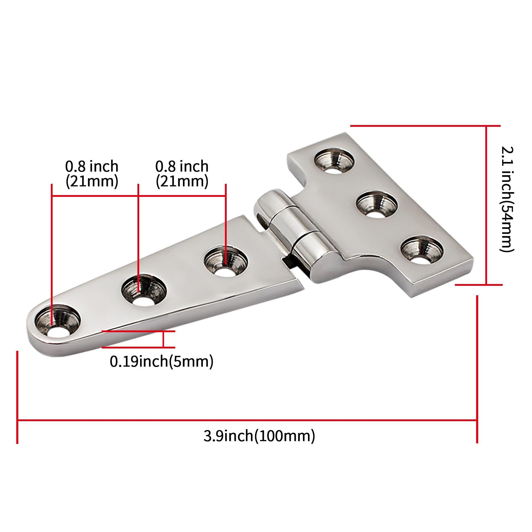 316 Stainless Steel T Hinges Marine Grade 4'' x 2" Heavy Duty Boat Hatch Hinge view 2