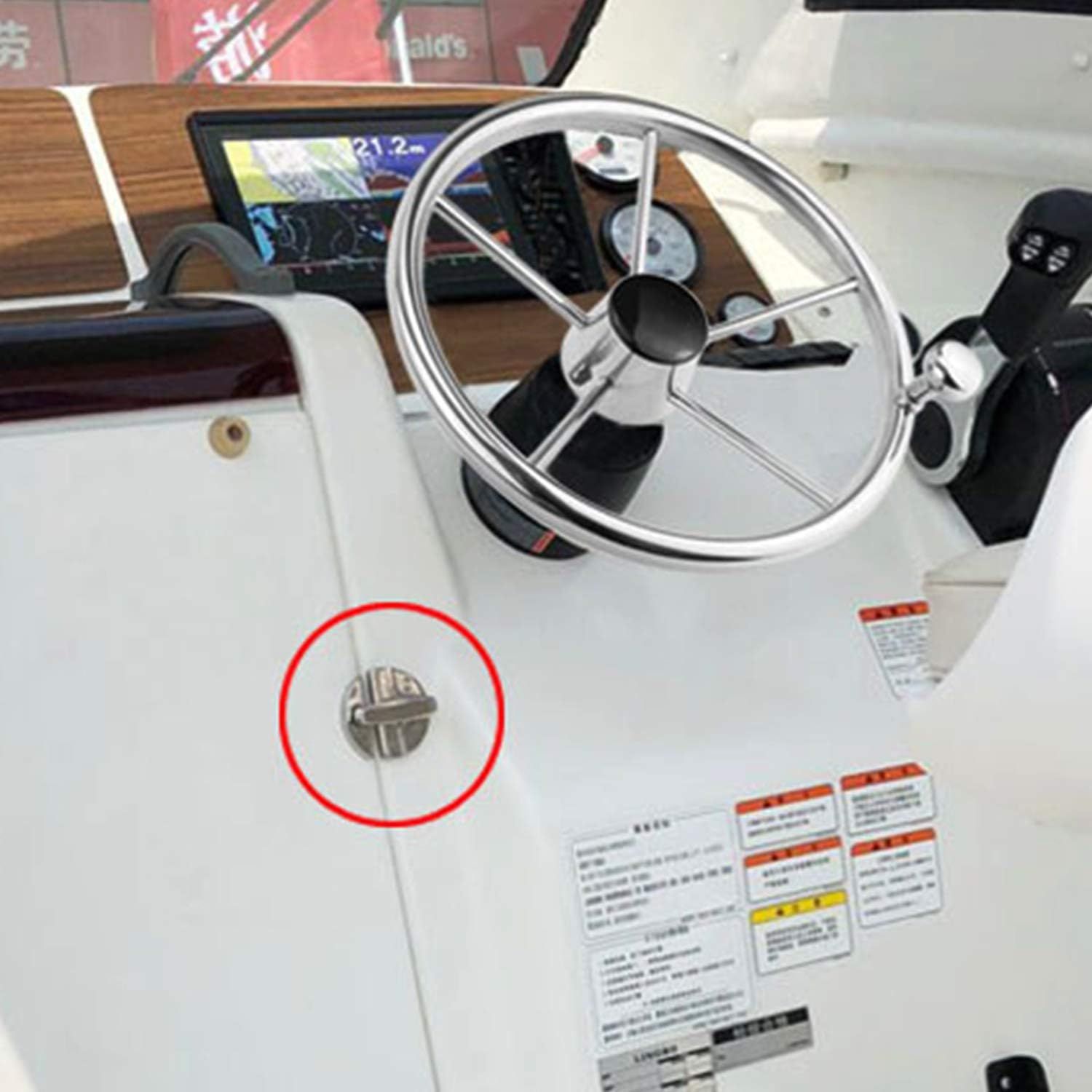 Marine Grade 316 Stainless Steel 2-1/4" (57mm) Turn Twist Button Door Catch view 5