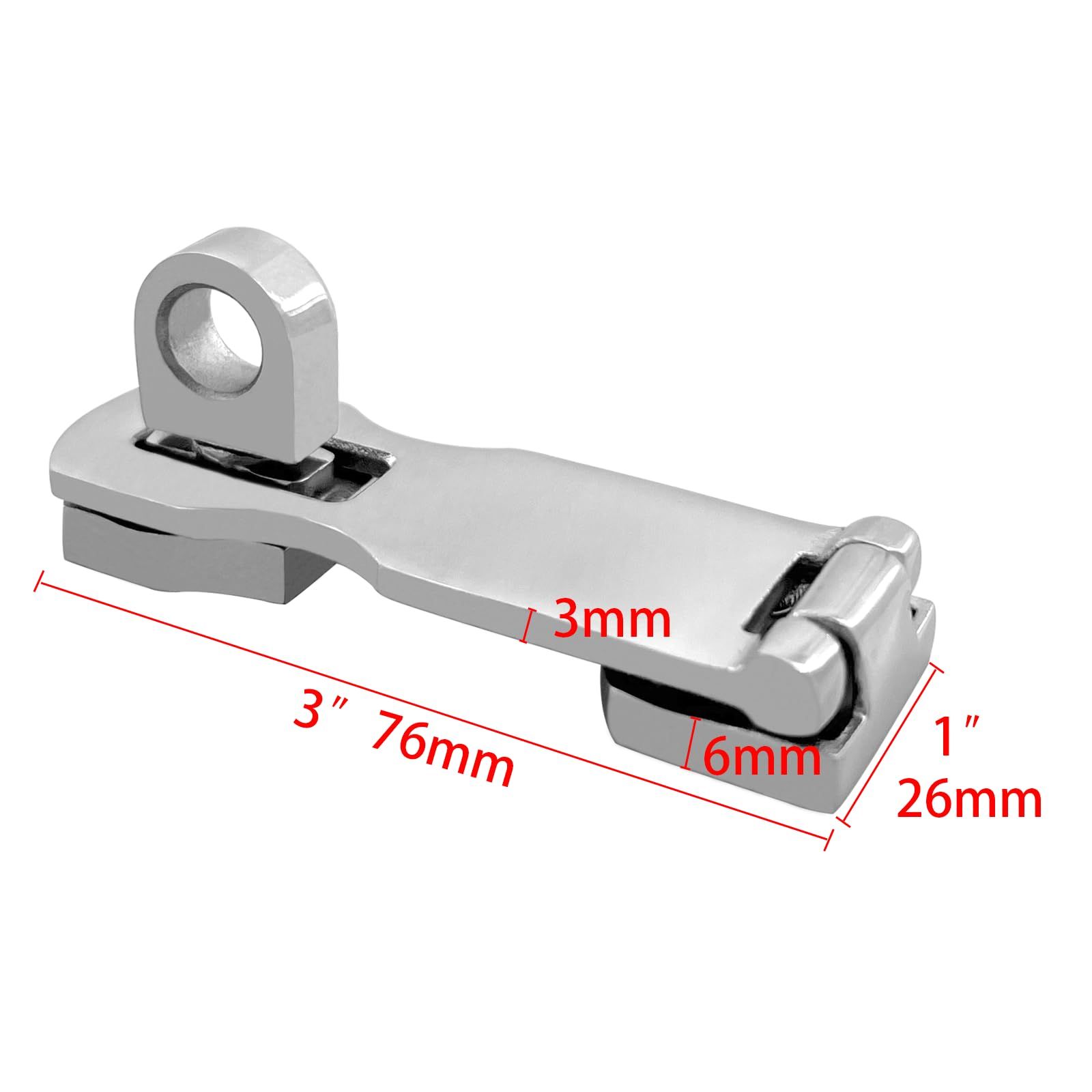 MARINE Grade Stainless Steel 3" Heavy Duty Door Hasp with Turning Padlock Eye view 2