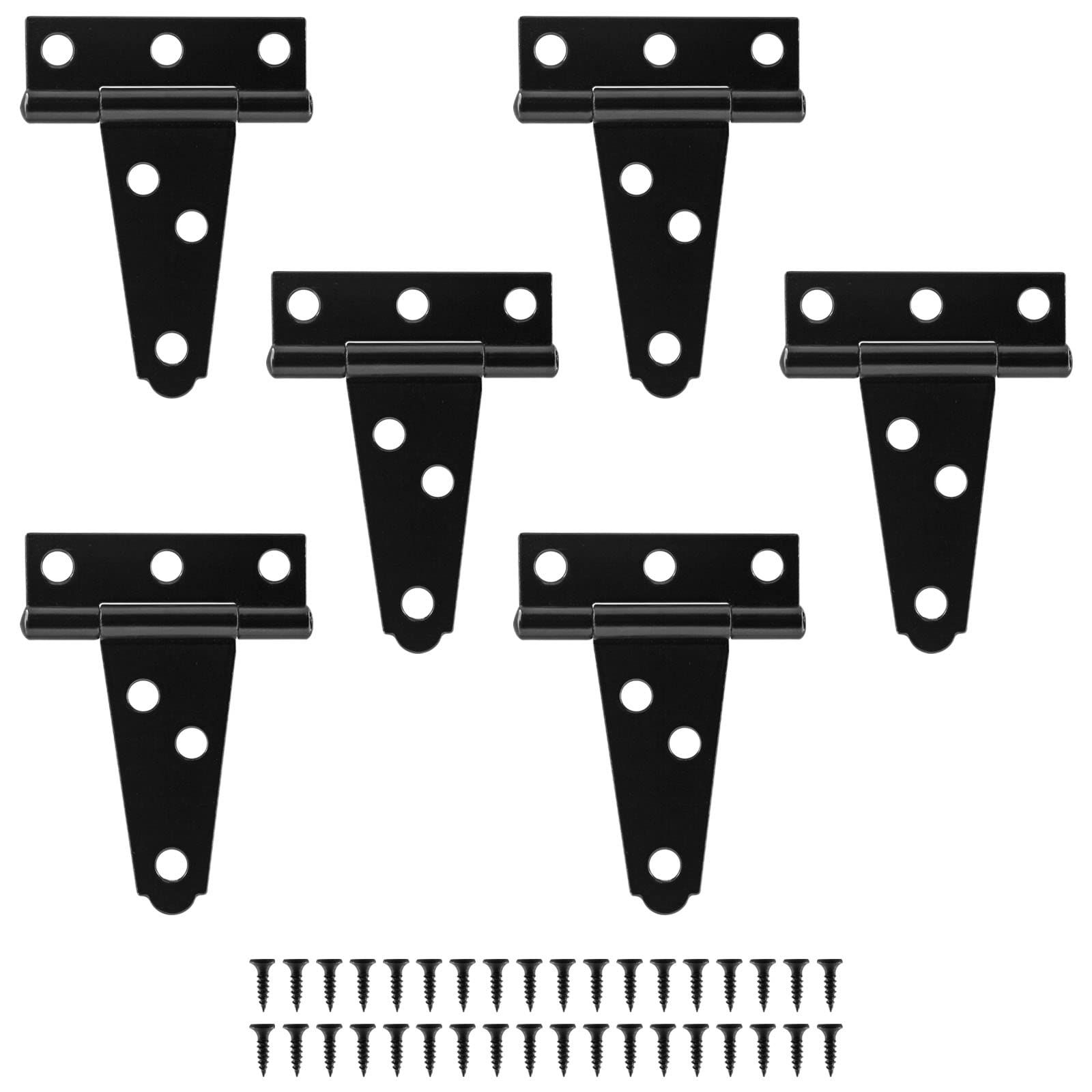 6Pack 2 Inch Black T-Strap Shed Hinge