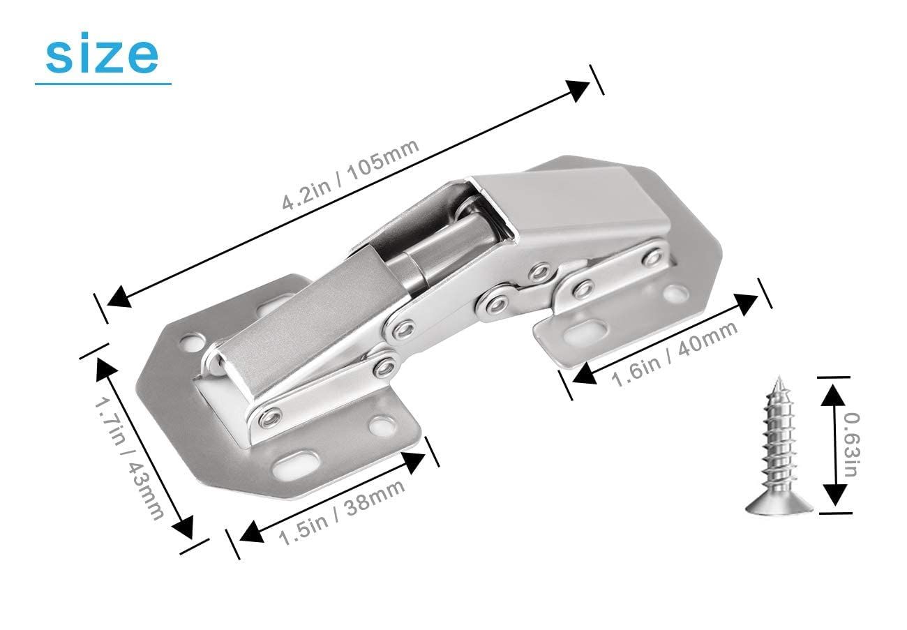 4-Pack Hidden Hinges for Cabinet Doors Frameless view 3
