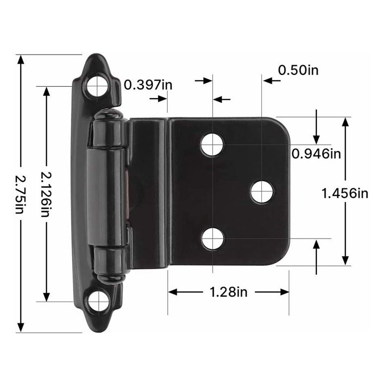 10Pack 5Pairs 3/8inch Inset Cabinet Door Hinges Kitchen Cabinet Hinges Black view 2