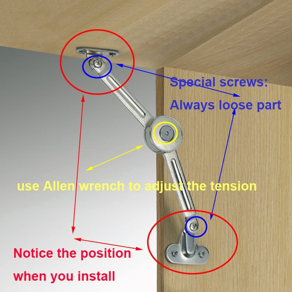 2 Packs [Upgraded] Cabinet Furniture Door Lift Stay Support Hinge Damper view 3