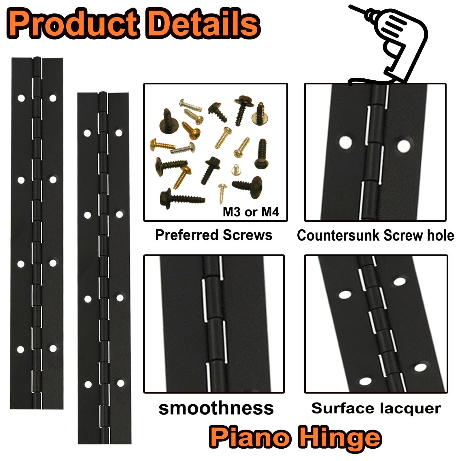 6Pack 8Inch Piano Hinges view 4