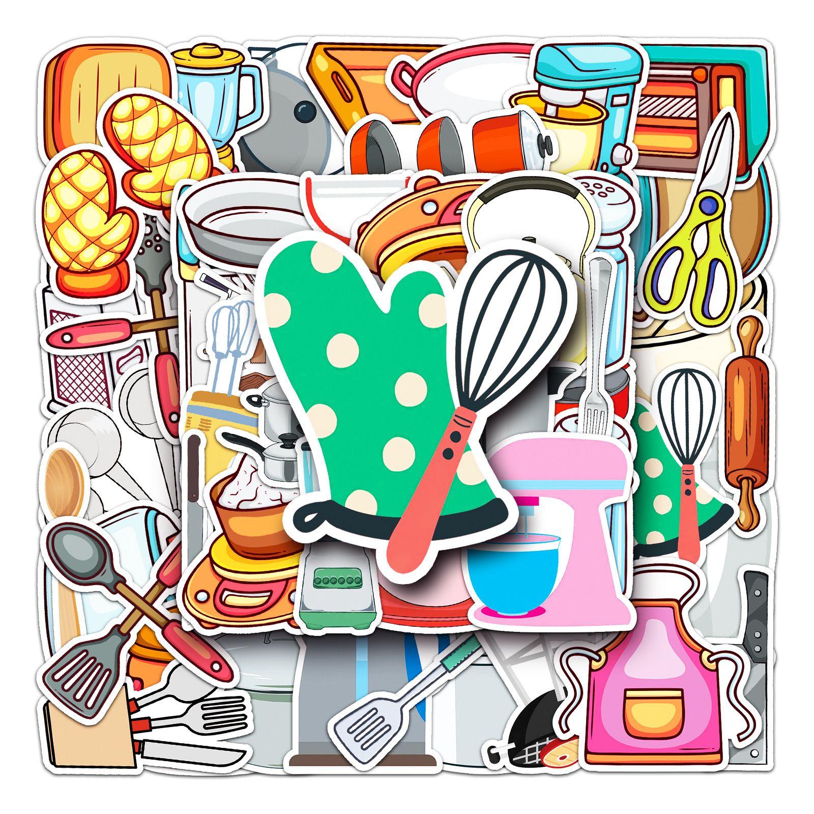 Kitchen Supplies Stickers - 50 Pcs Cartoon Waterproof Decals DIY for Party view 2