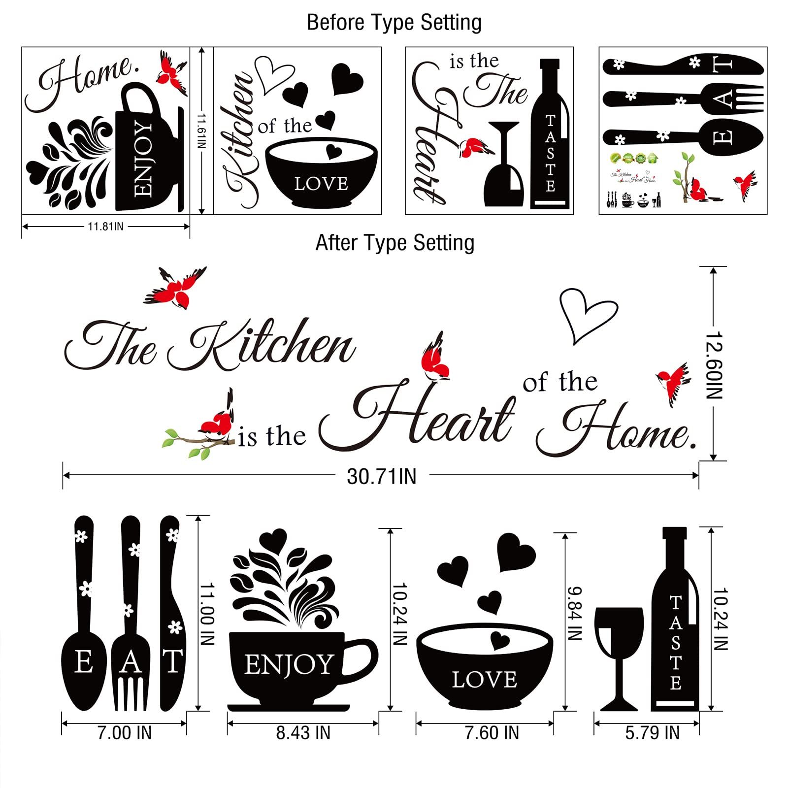 Wall Stickers Kitchen Dining Room Wall Decals Wall Art Kitchen Utensil view 3