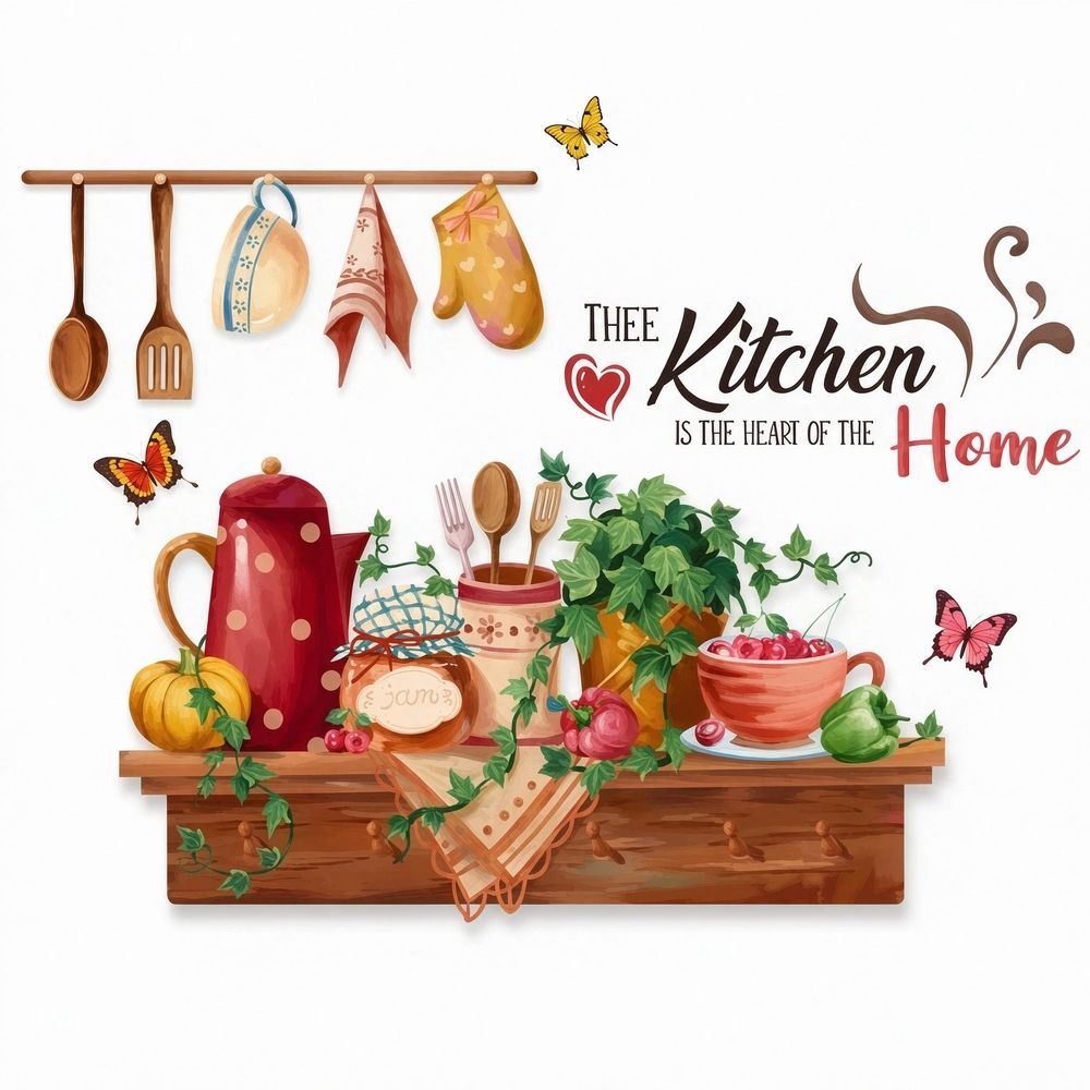 Bowl Kitchenware Utensil Shelf Wall Stickers