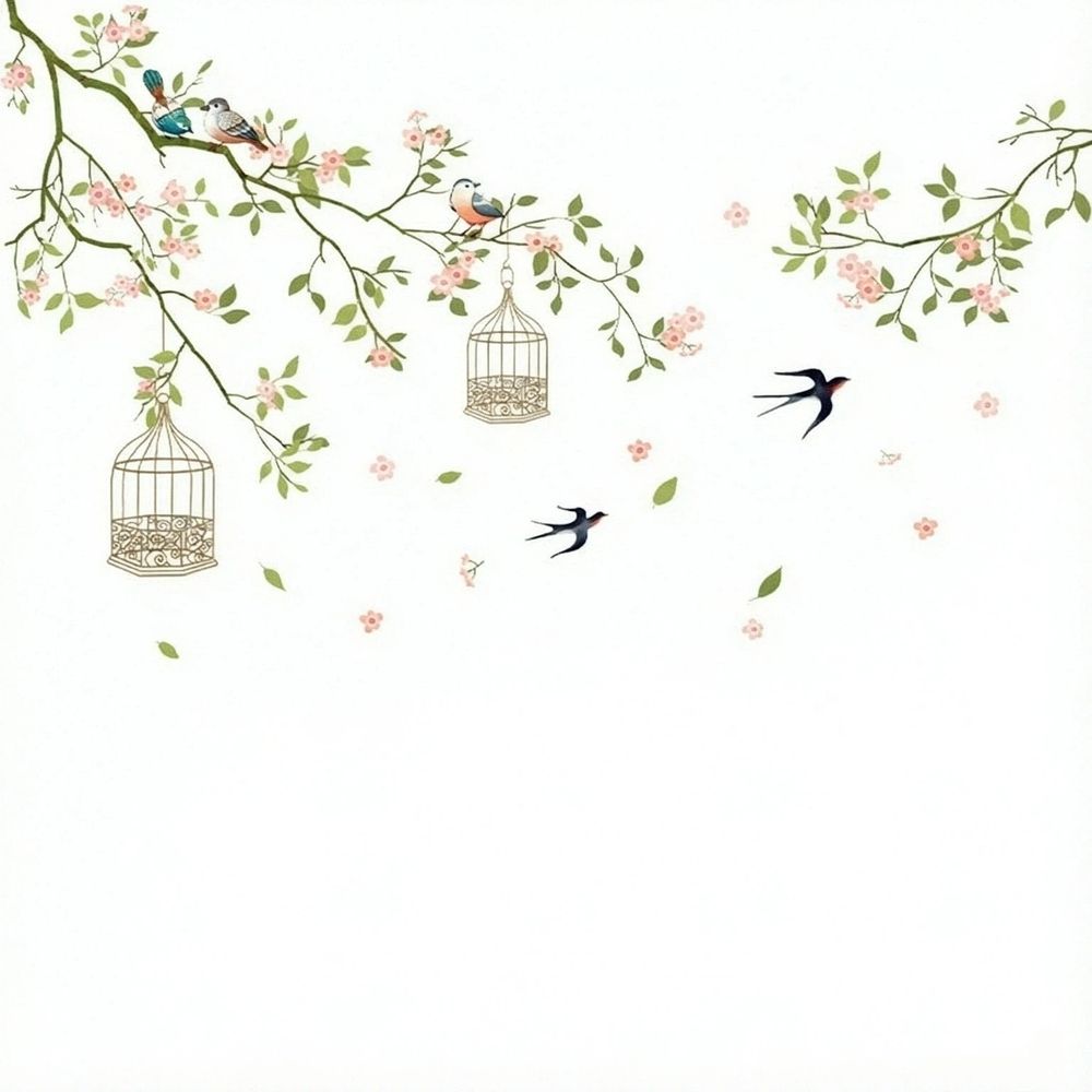 Wall Cherry Blossom Decals Peel and Stick Flower Bird Tree Wall Stickers Large — image 1
