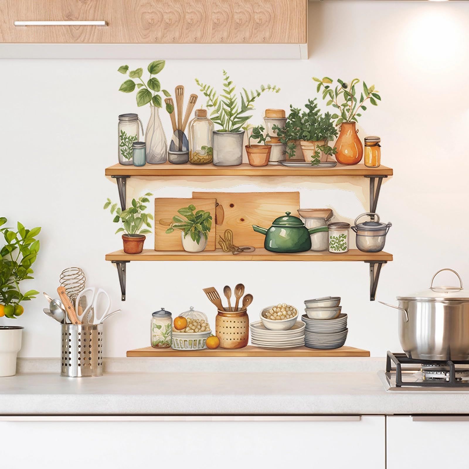 Bowl Kitchenware Utensil Shelf Wall Stickers view 3