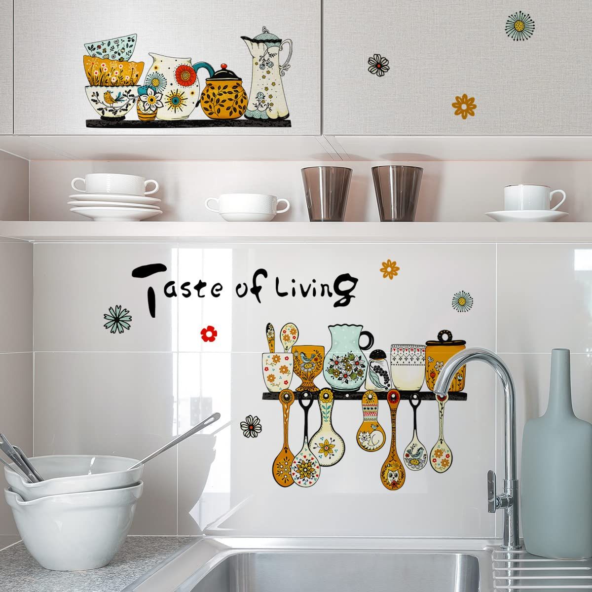 Kitchen Kitchenware Vintage Classic Wall Stickers Bohemian Flower Wall Decals view 5