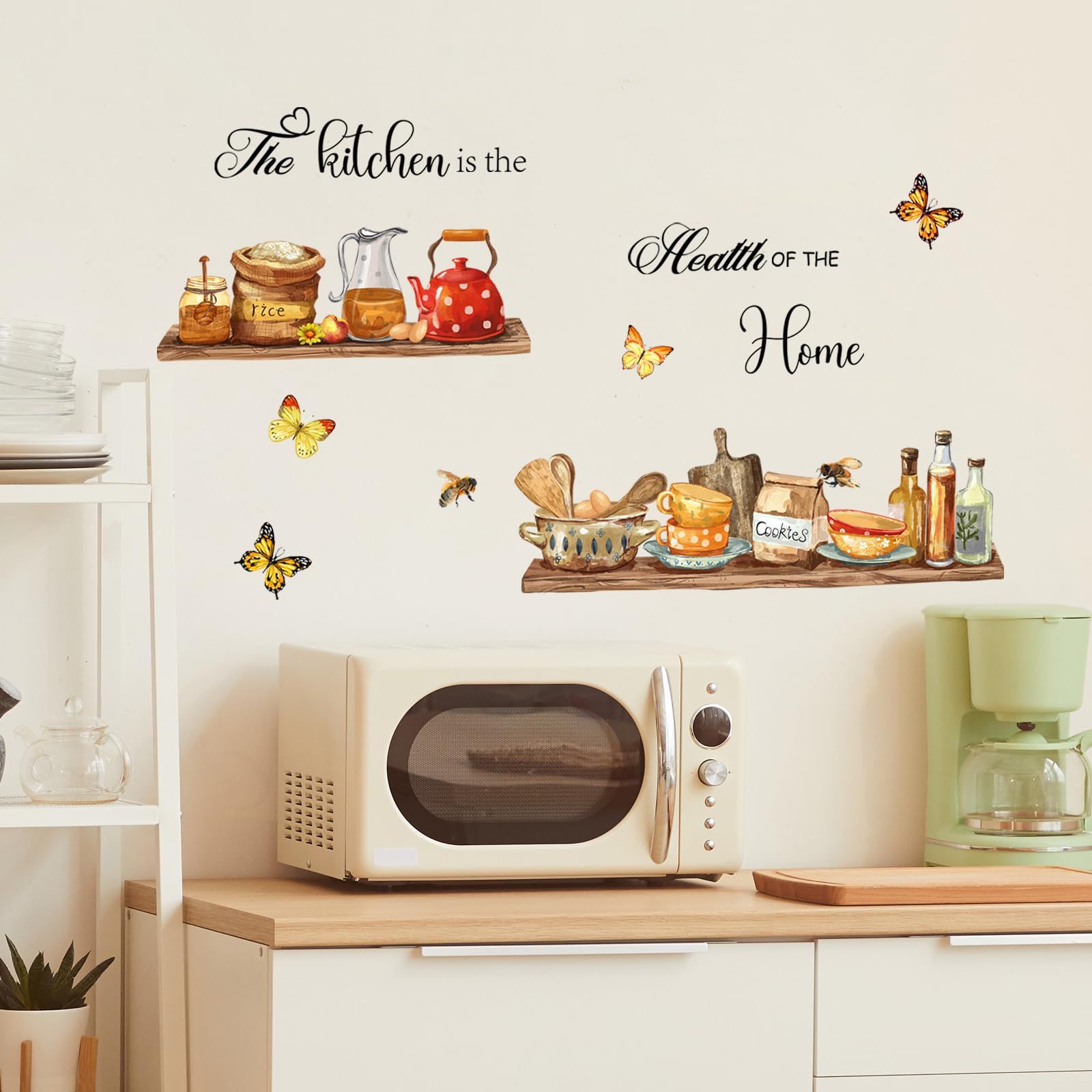 Kitchen Quote Wall Stickers Kitchenware Utensil Teapots Jars Food Wall Peel view 2