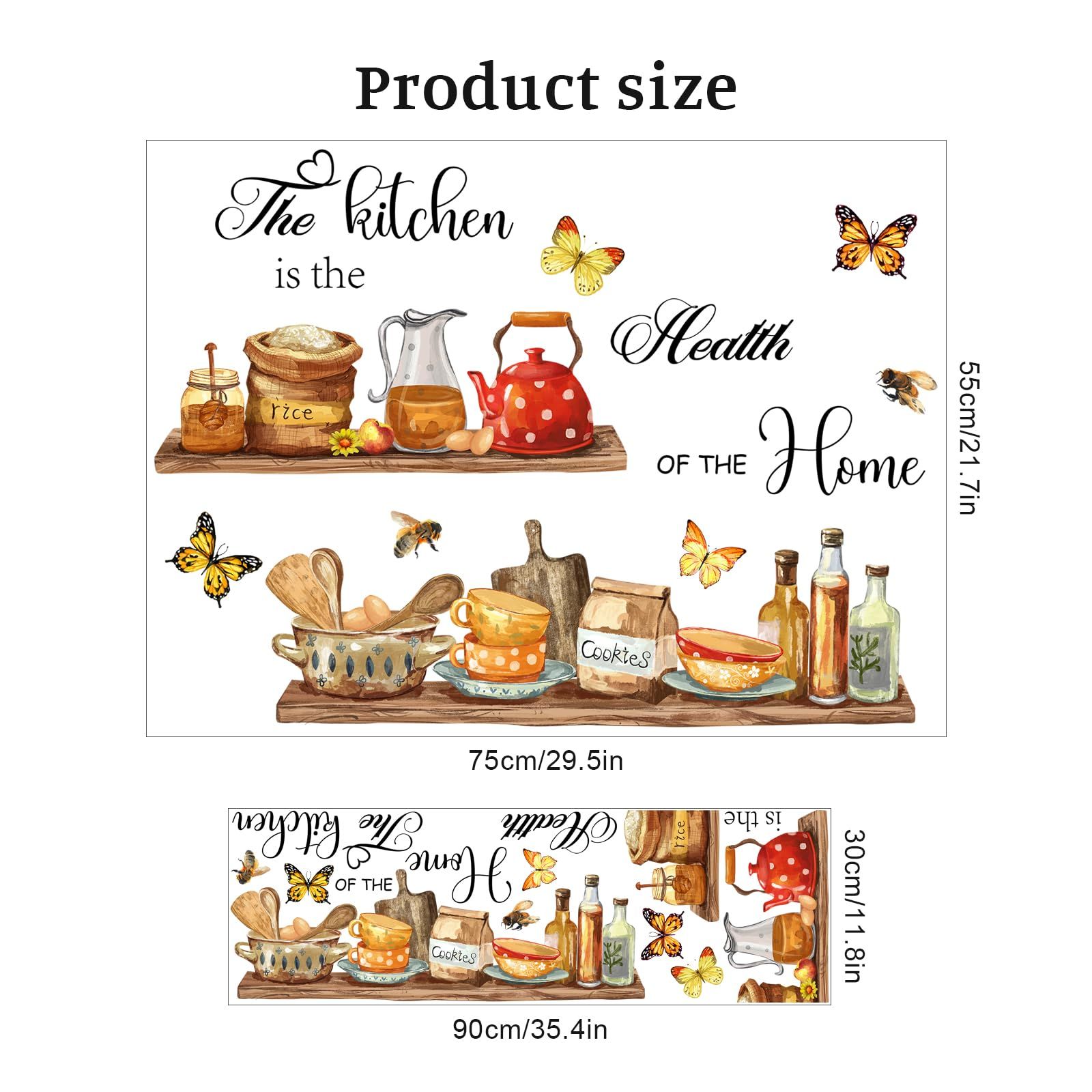 Kitchen Quote Wall Stickers Kitchenware Utensil Teapots Jars Food Wall Peel view 5
