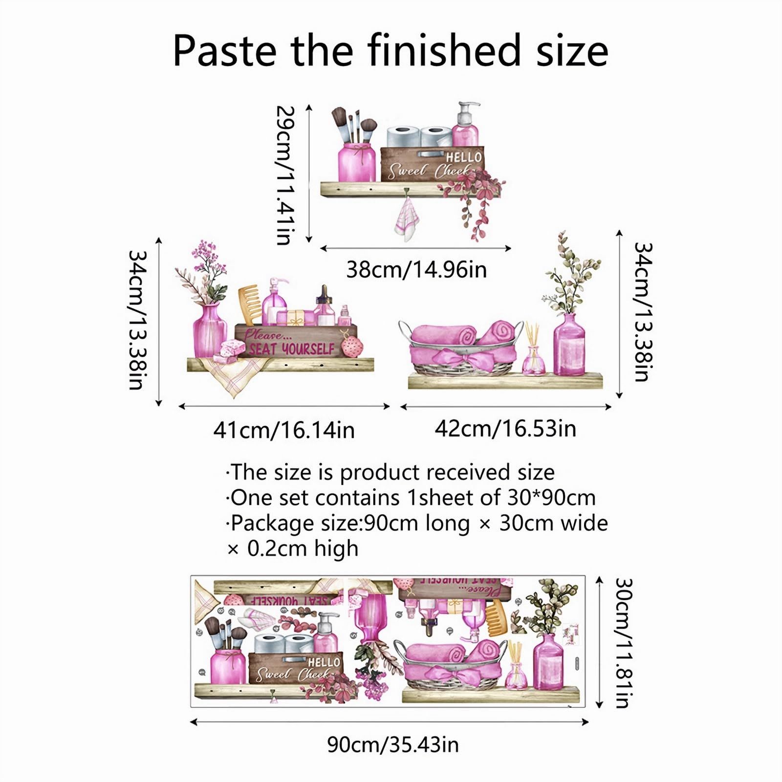 Pink Towel Shelf Wall Stickers view 4