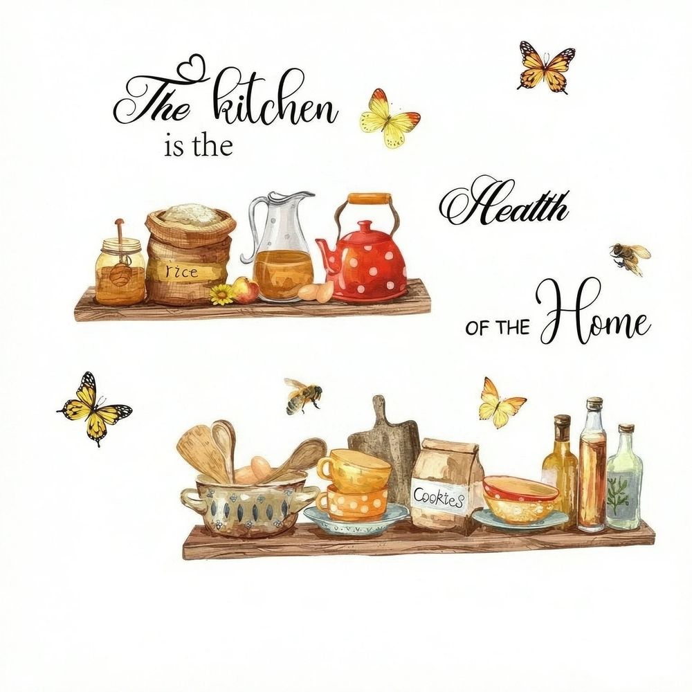 Bowl Kitchenware Utensil Shelf Wall Stickers