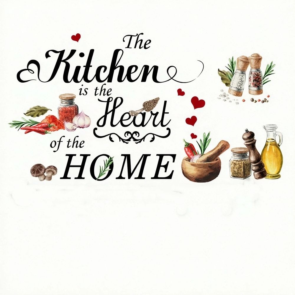 Heart of The Home Wall Sticker Food Lettering Quotes Saying Wall Decals