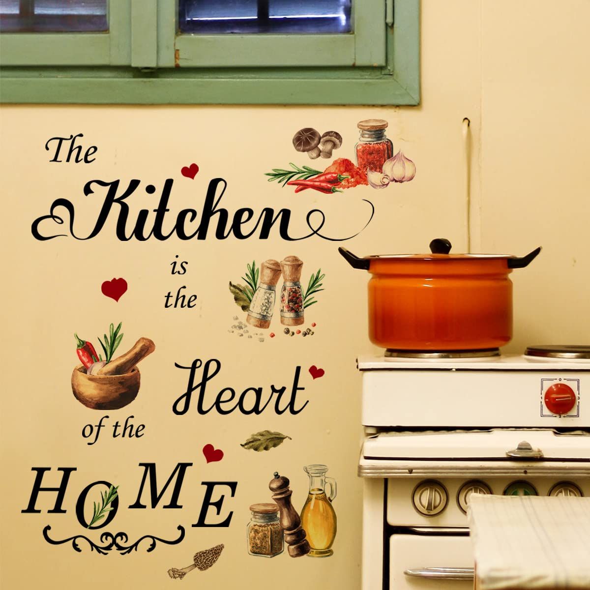 Heart of The Home Wall Sticker Food Lettering Quotes Saying Wall Decals view 3