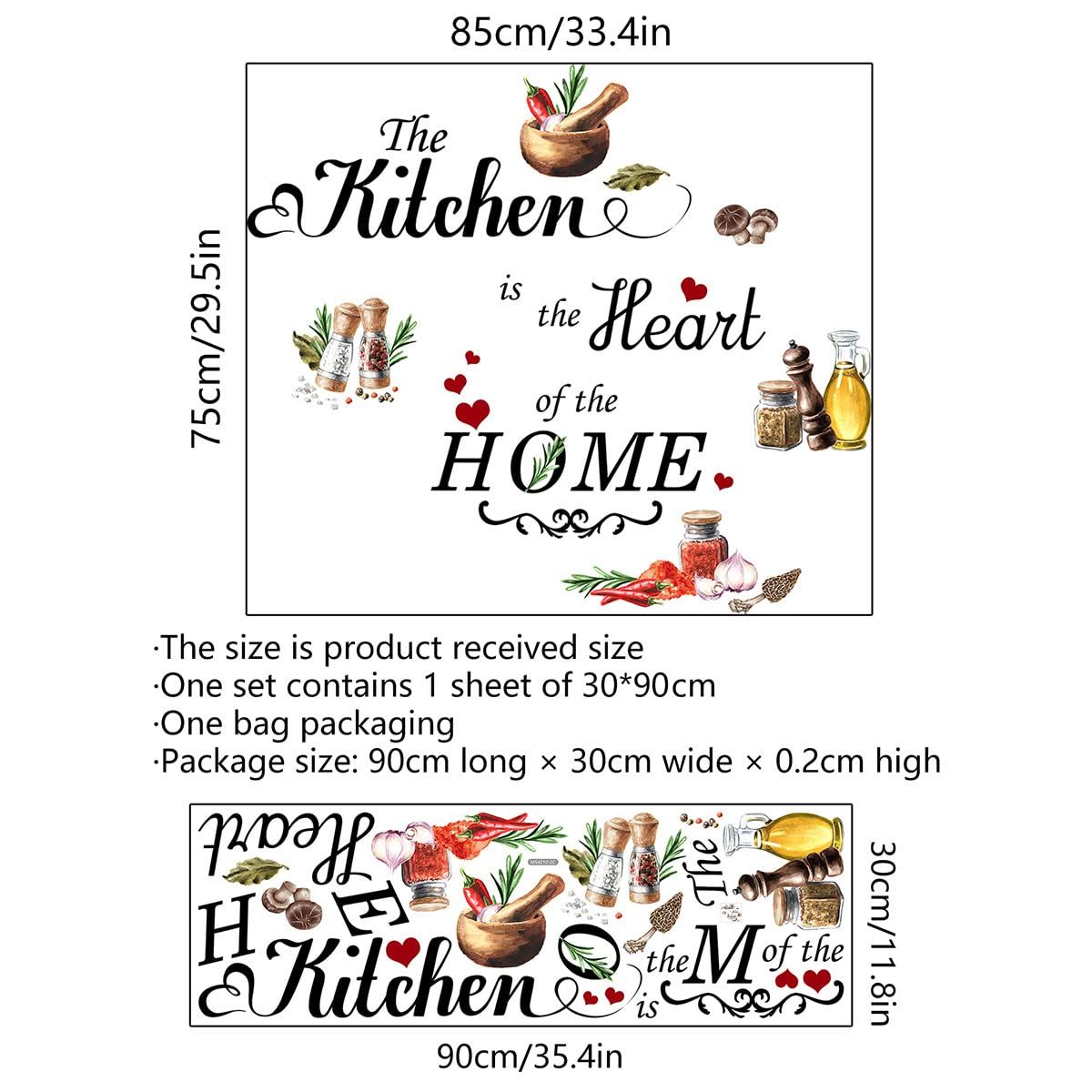 Heart of The Home Wall Sticker Food Lettering Quotes Saying Wall Decals view 5