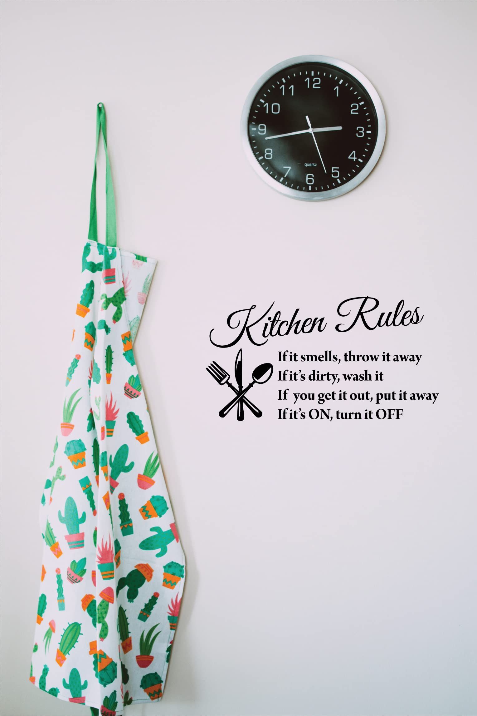 Black 22" X 13" Kitchen Rules Art Home Mural Décor Vinyl Wall Art view 5