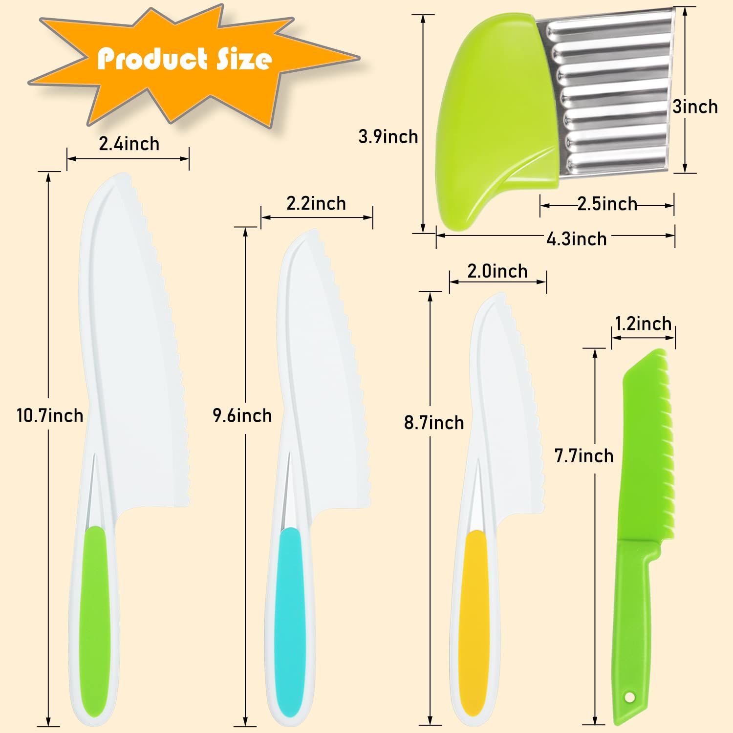 Kids Knife Set 5 Pcs Toddler Safe Knives Plastic Child Friendly Knife with view 2