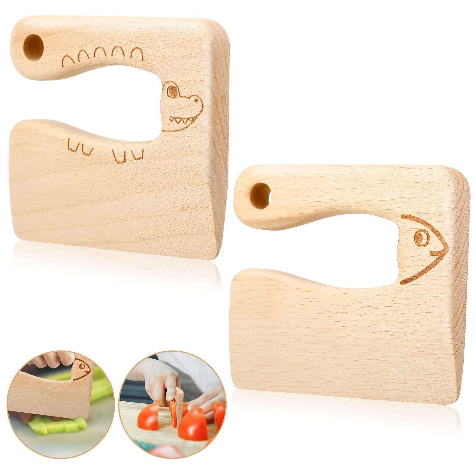 2 Pieces Wooden Kids Knife for Cooking