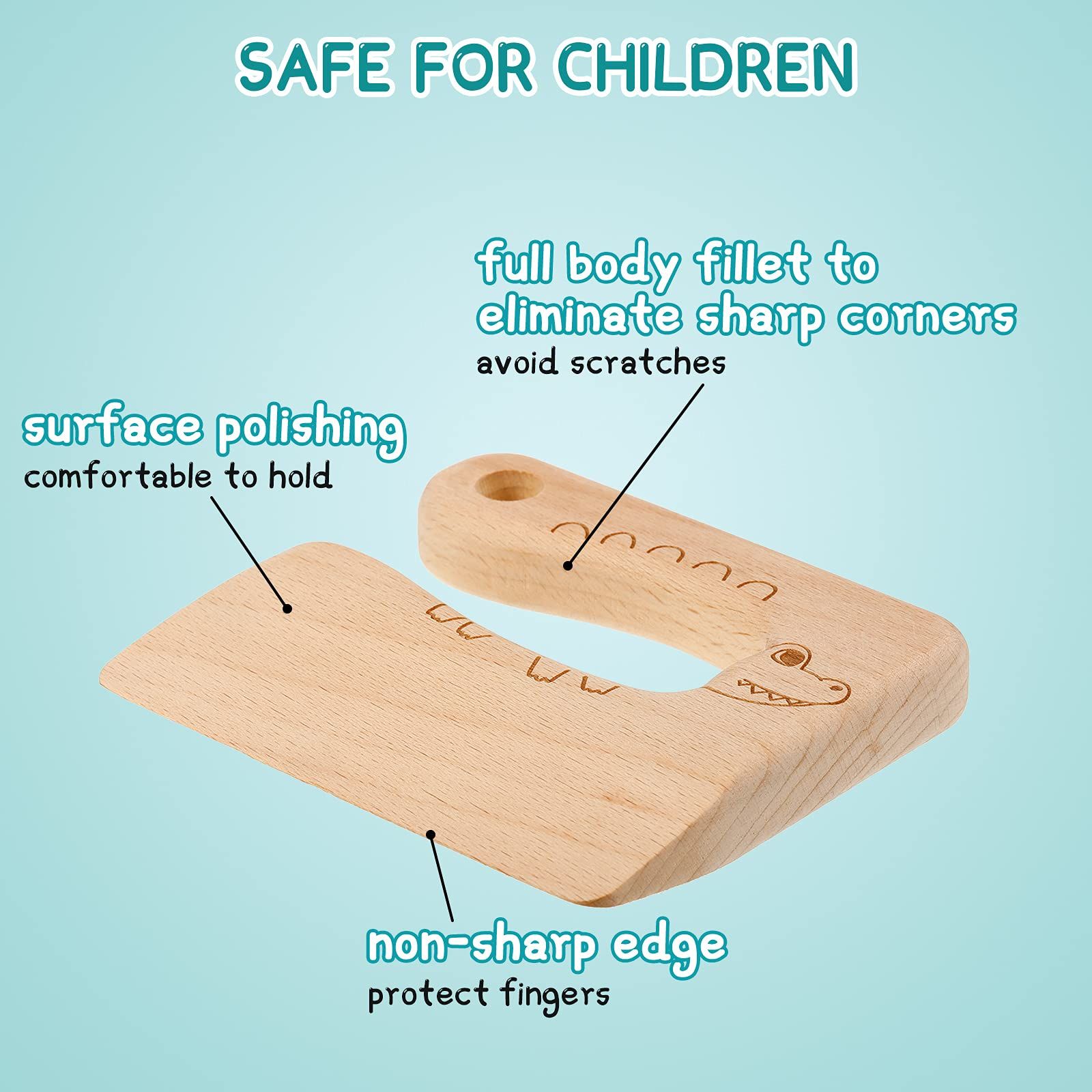2 Pieces Wooden Kids Knife for Cooking view 2