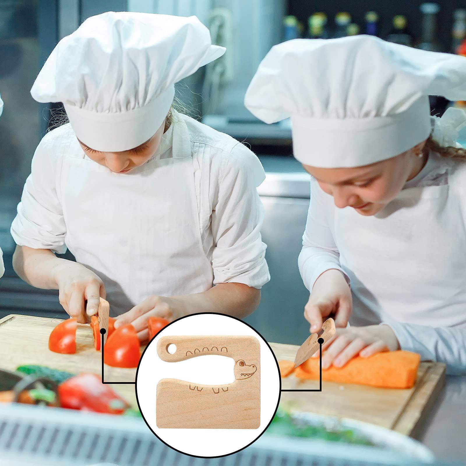 2 Pieces Wooden Kids Knife for Cooking view 5