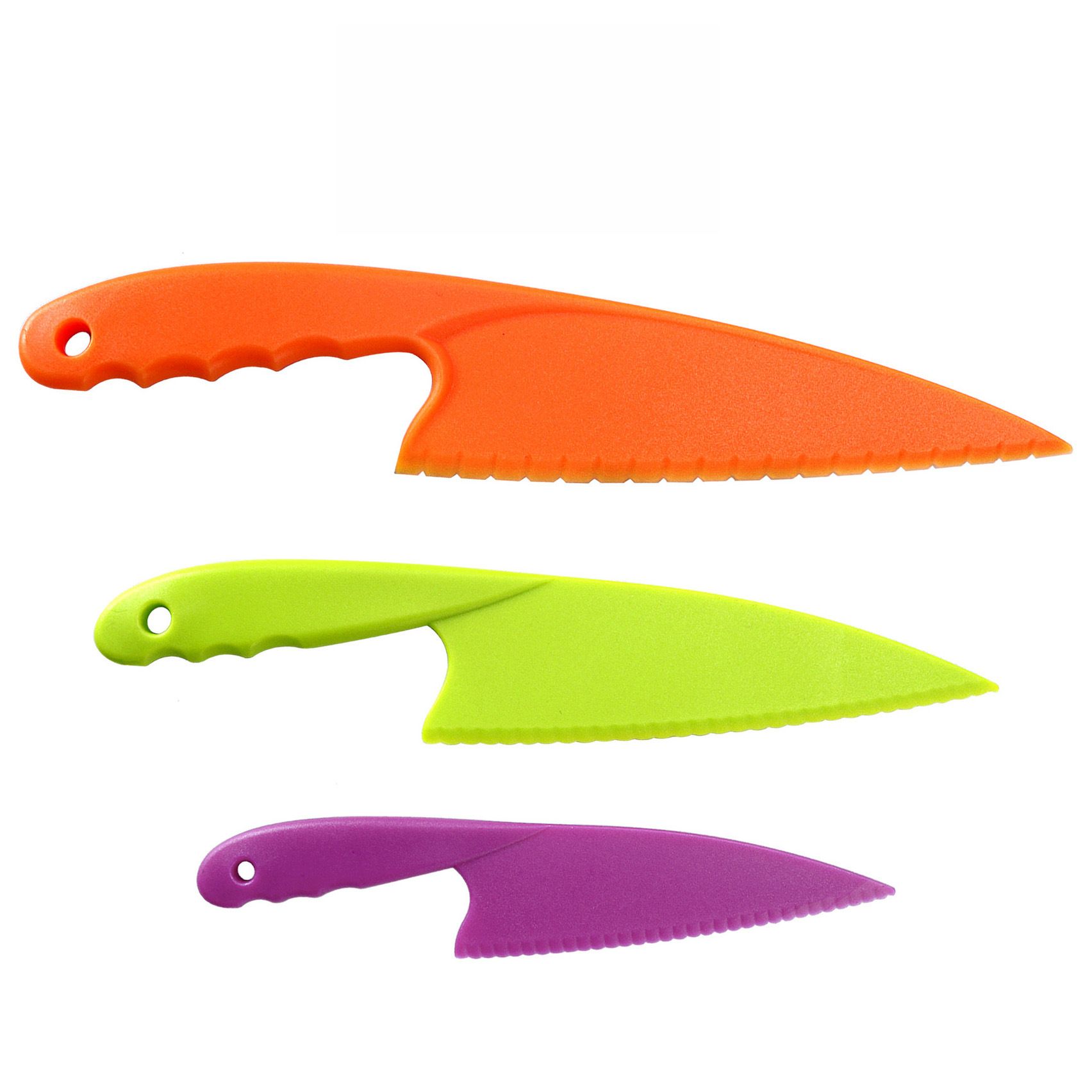3PCS 3 Colors Plastic Kitchen Knife Set 3 Sizes Kids Nylon Knife Children view 2