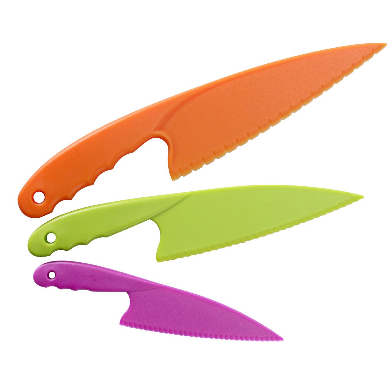 3PCS 3 Colors Plastic Kitchen Knife Set 3 Sizes Kids Nylon Knife Children view 4
