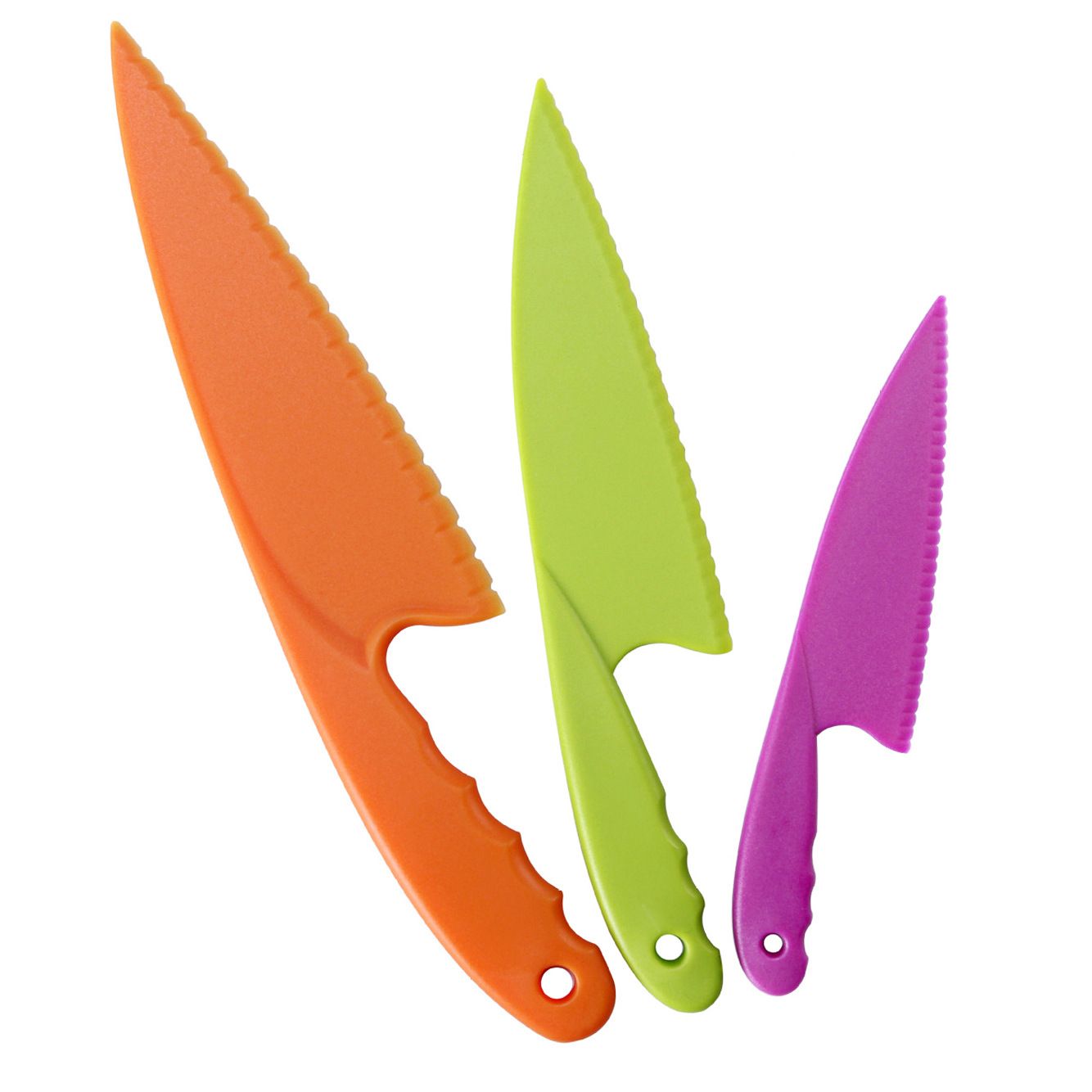 3PCS 3 Colors Plastic Kitchen Knife Set 3 Sizes Kids Nylon Knife Children view 5