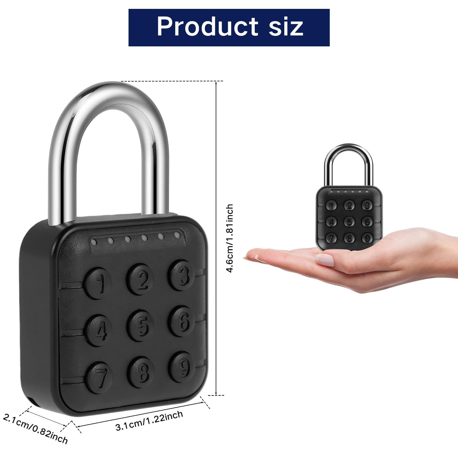 Combination Lock, 6 Digit Password Locker Lock Aluminum Alloy Code Digital view 3