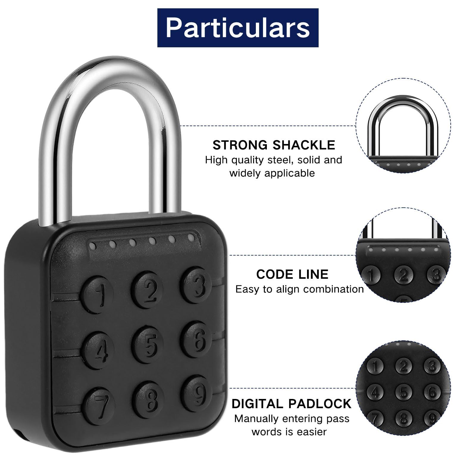 Combination Lock, 6 Digit Password Locker Lock Aluminum Alloy Code Digital view 4