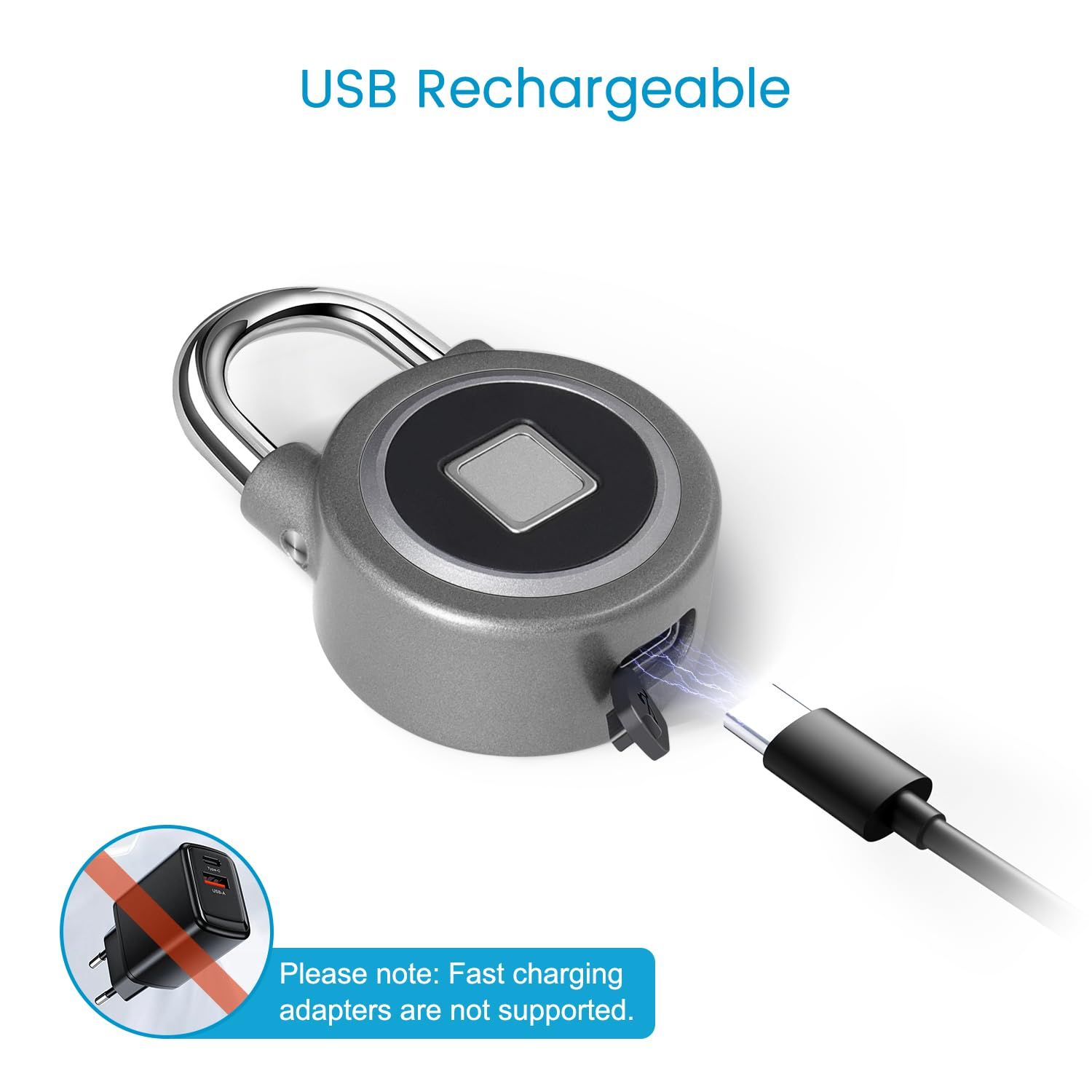 Fingerprint Padlock, Bluetooth Lock, Mobile APP, Smart Padlock with Keyless view 4