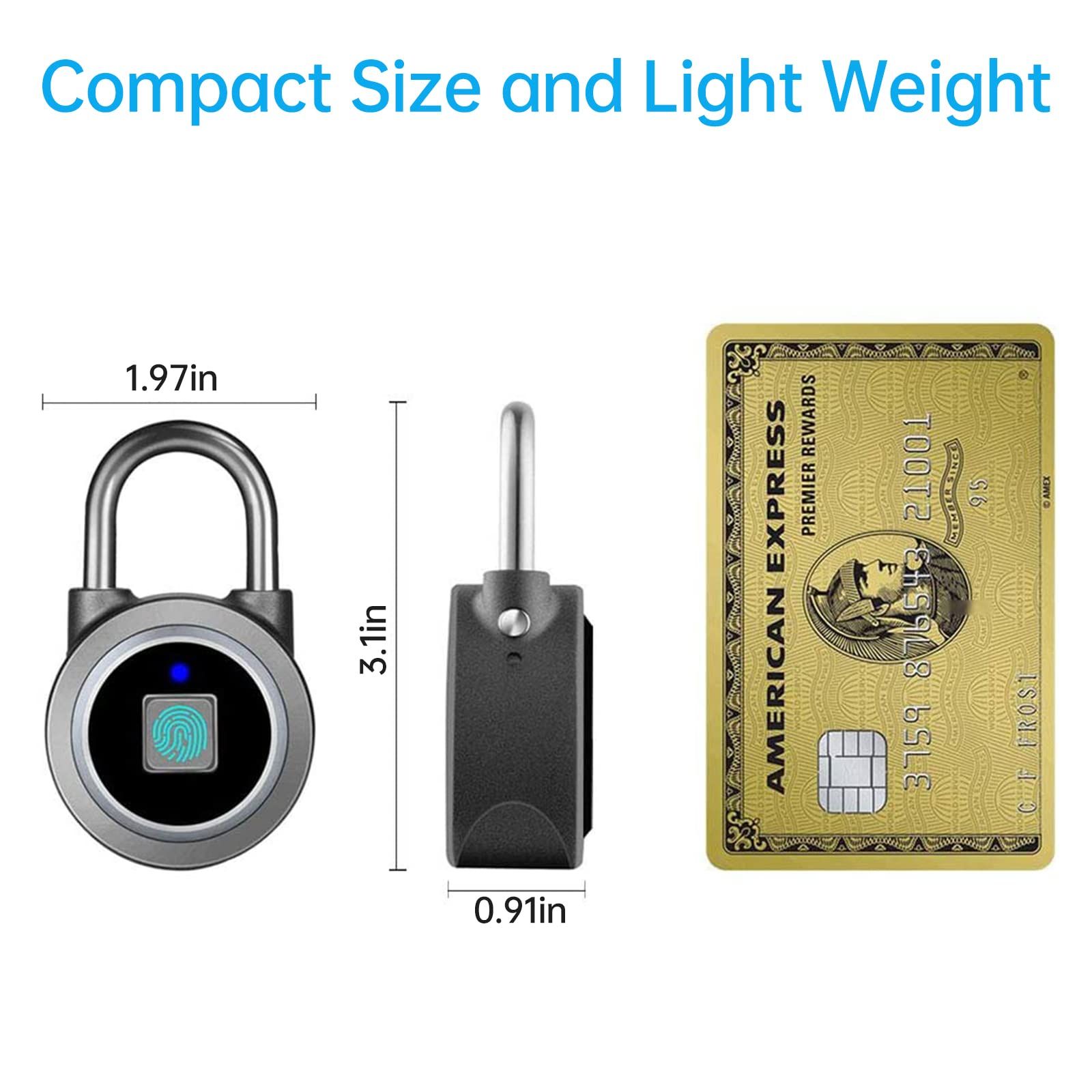 Fingerprint Padlock, Bluetooth Lock, Mobile APP, Smart Padlock with Keyless view 5