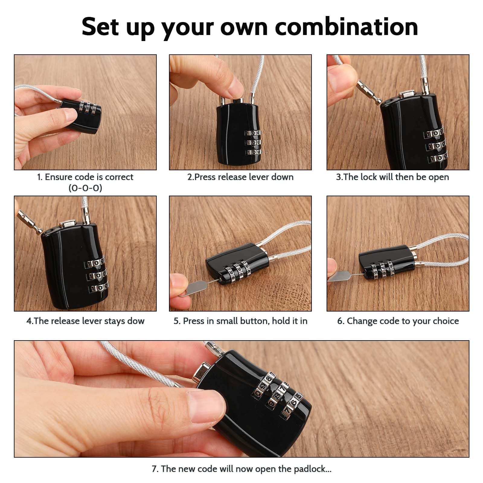2Pcs Padlock Combination 4-Digit Combination Padlock Cable Lock Extra Long view 4