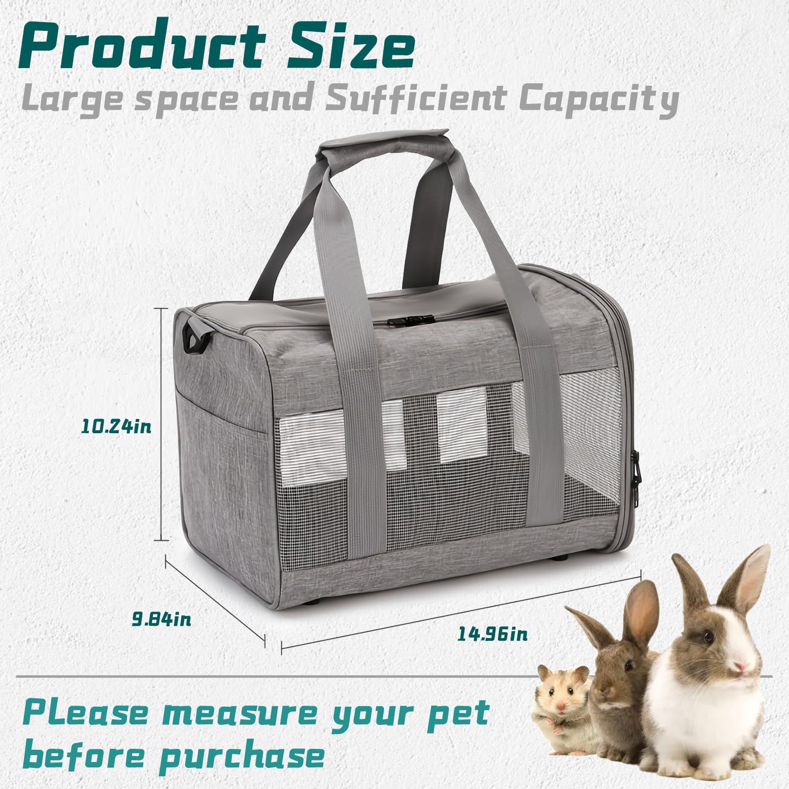 Small Pet Carrier, Guinea Pig Carrier, Bunny Carrier for Travel Camping view 2