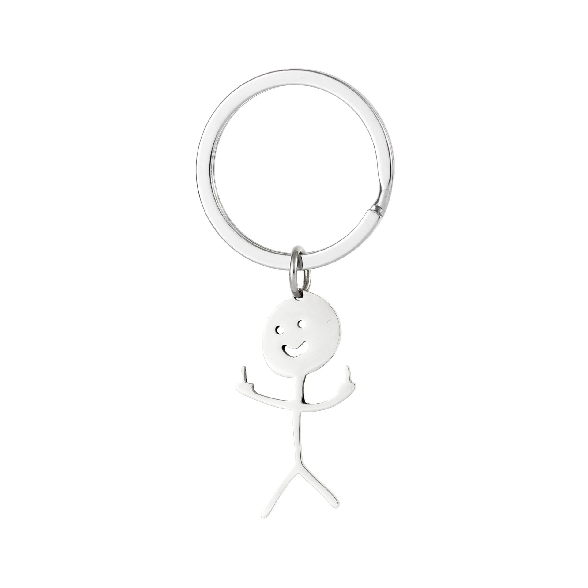 Funny Doodle Stainless Steel Keychain Middle Finger Keyring Long Distance