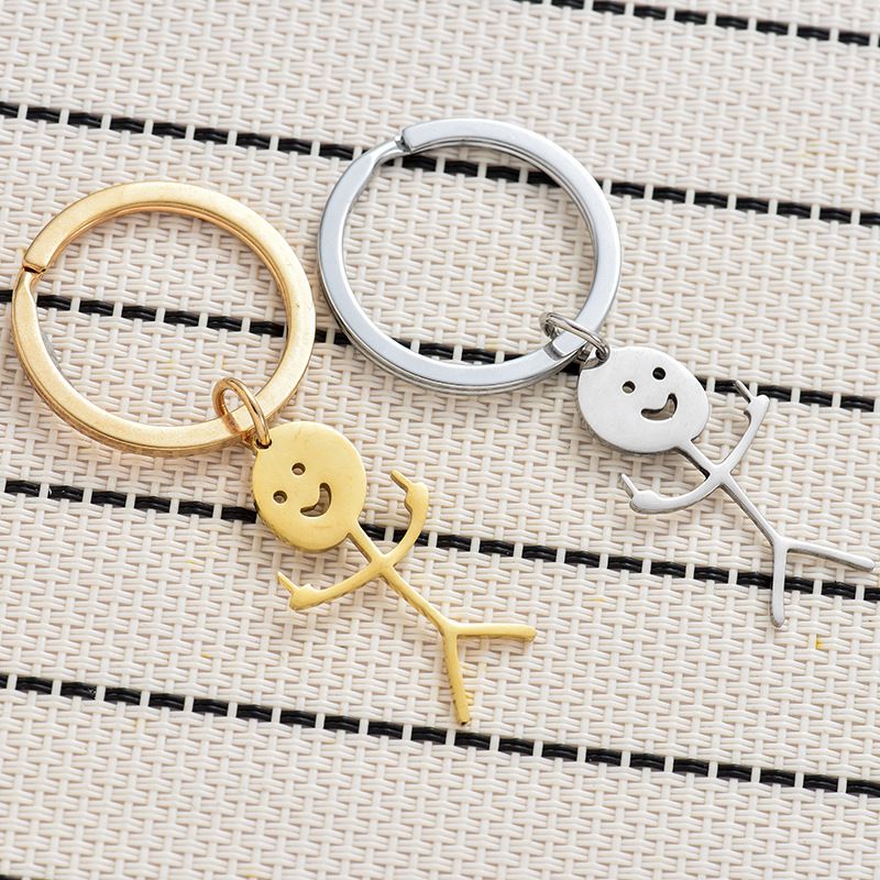 Funny Doodle Stainless Steel Keychain Middle Finger Keyring Long Distance view 4