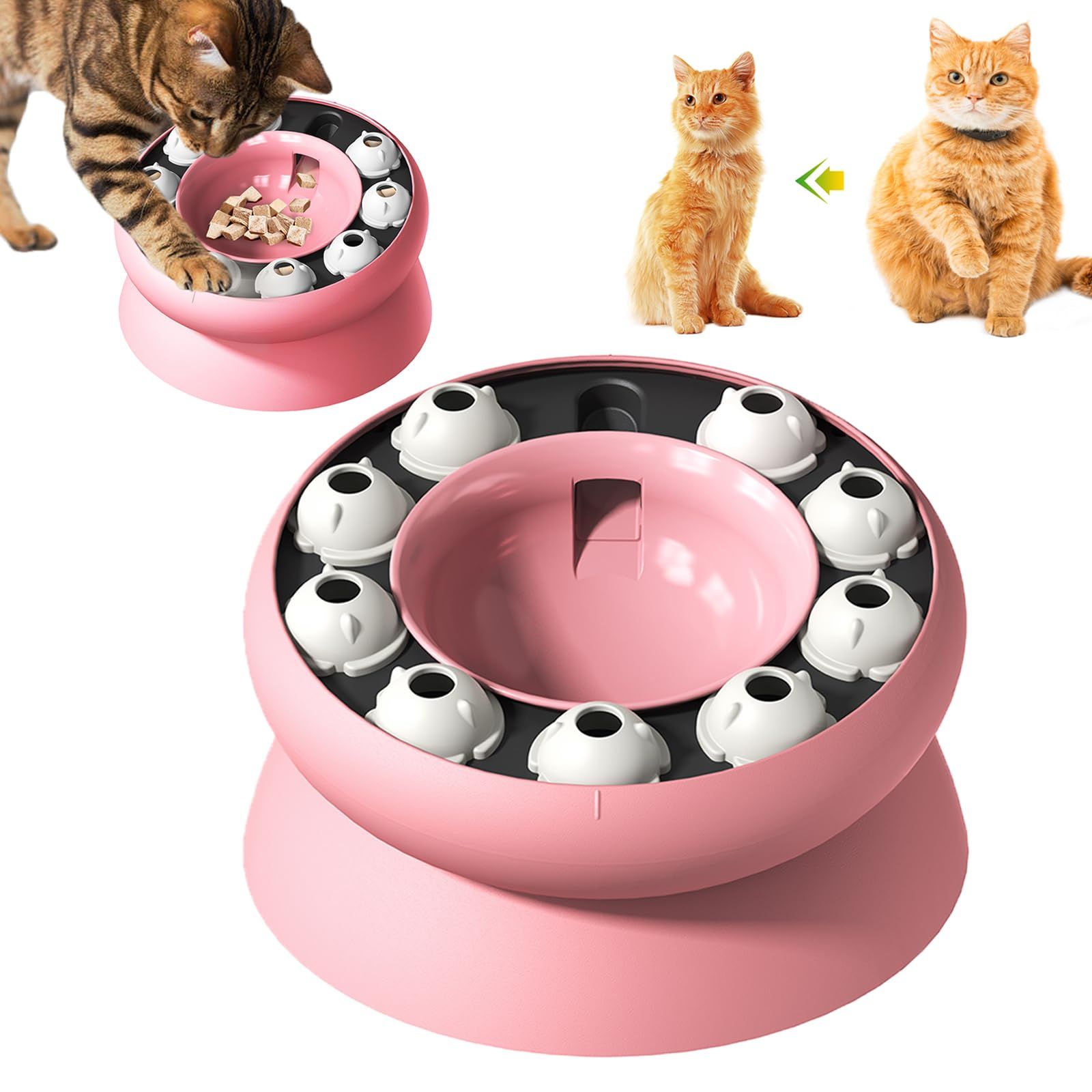 Cat Slow Feeder, Raised Cat Dog Food Bowls with Stand,Cat Puzzles Feeder