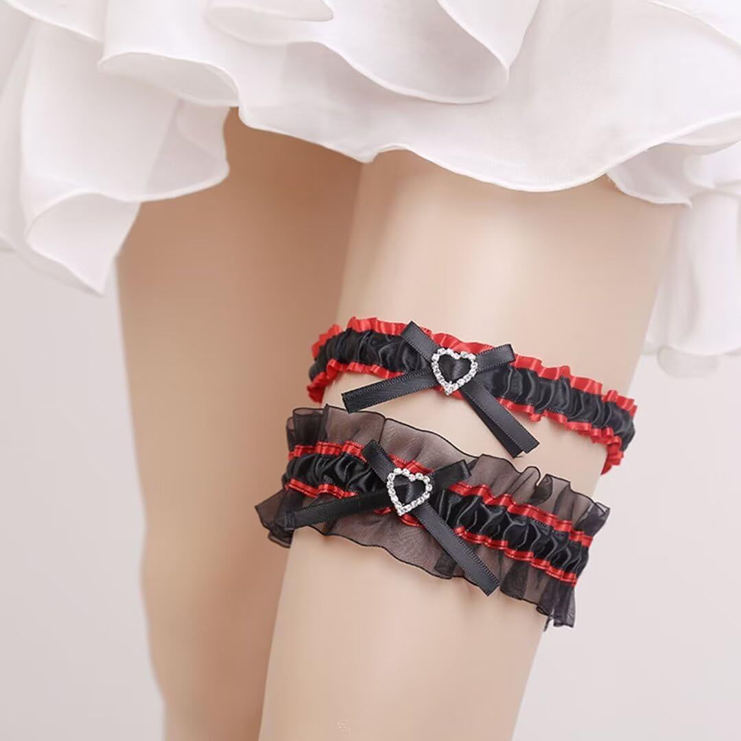 Lace Garter for Bride 2 Pieces Sexy Wedding Party Prom Legs Garter Set for view 4