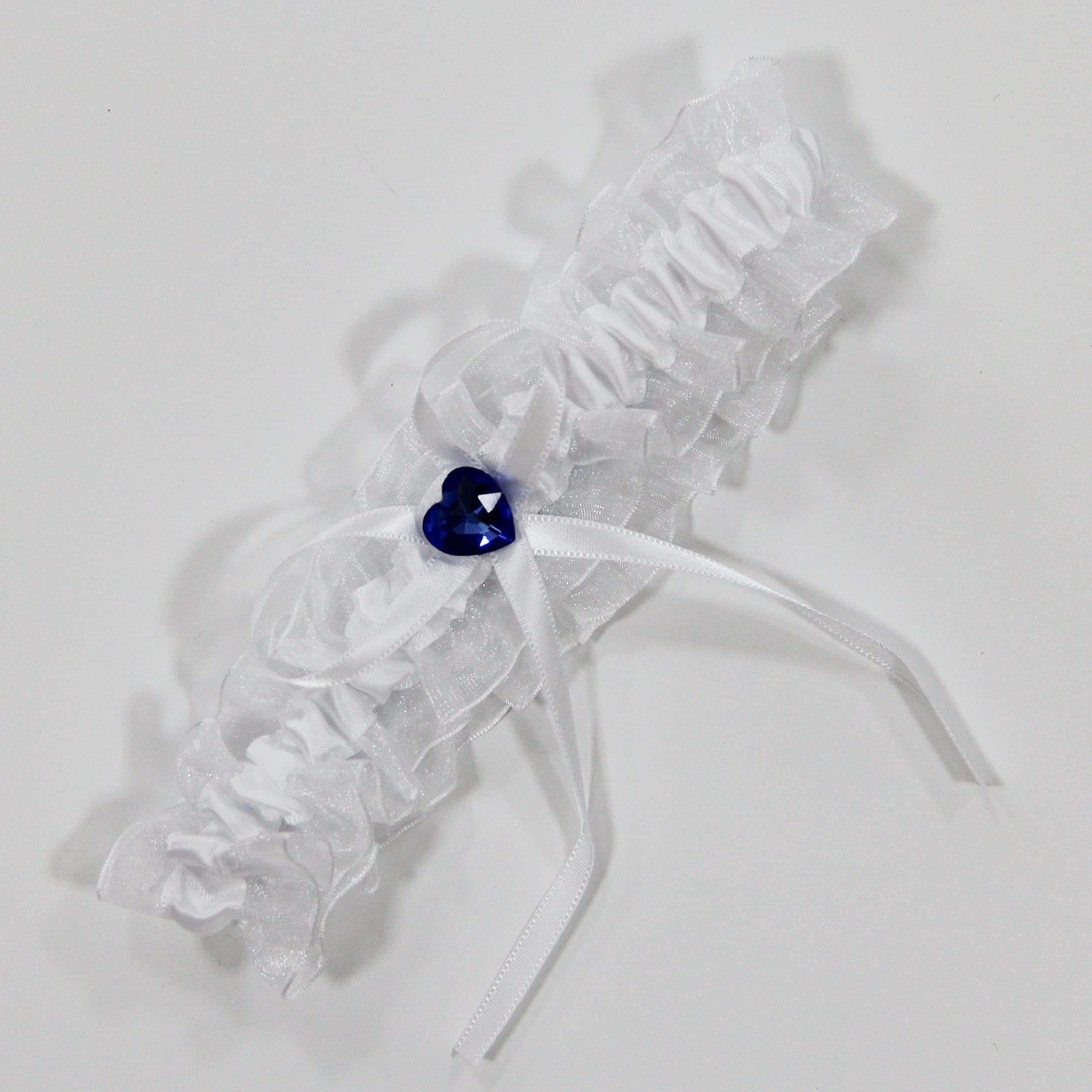 Wedding Bridal Garter for Bride Heart Rhinestones Satin Bow with Pearl Prom view 2