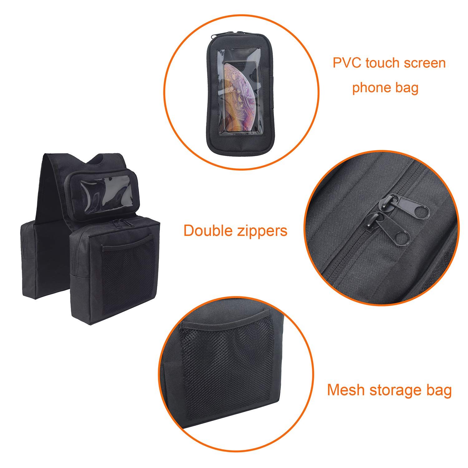 Durable Universal ATV Fender Bag Waterproof Front Accessories Storage Pack view 5