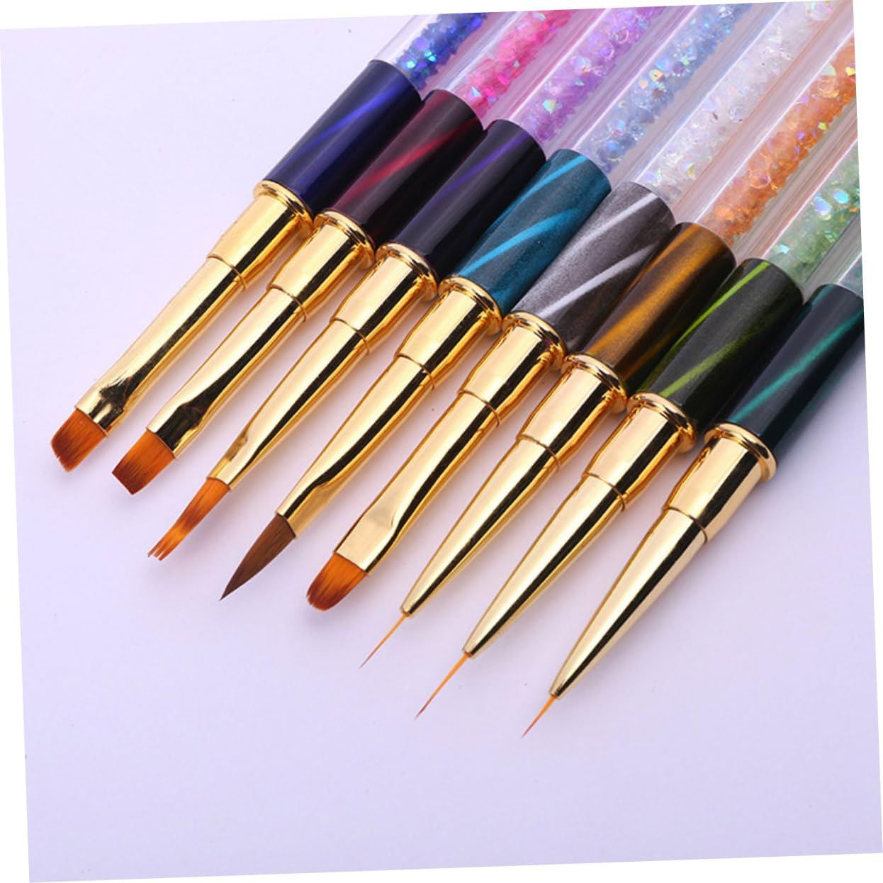 8pcs Rhinestone Handle Nail Pen Nail Art Liner Brush Nail Art Pens Glitter view 2