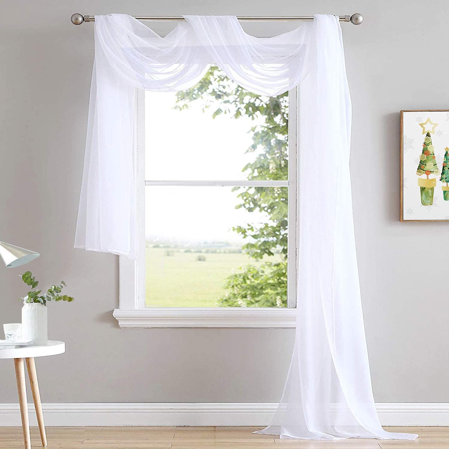 Canopy Bed Curtains Panels 236 - Home Decoration Sheer Voile Scarf Valance for