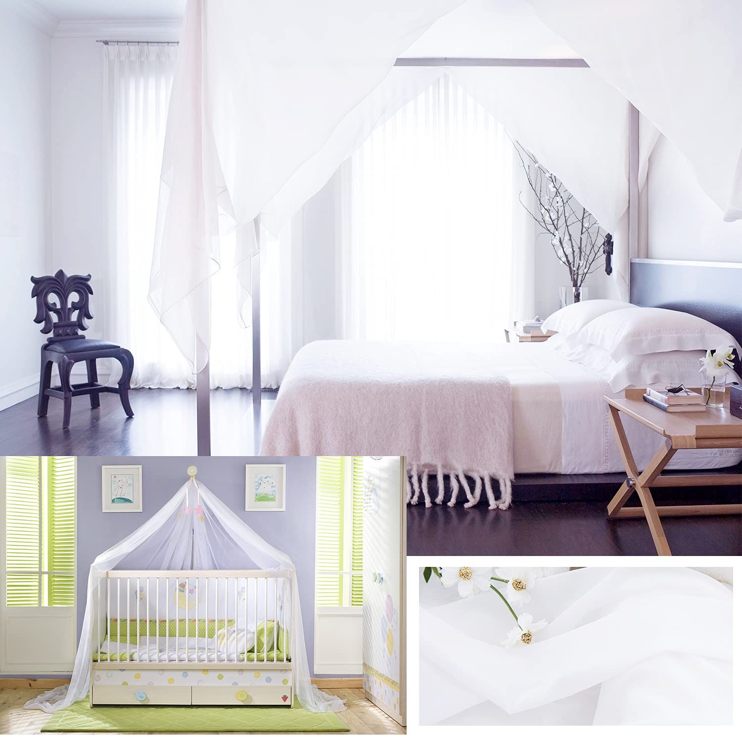 Canopy Bed Curtains Panels 236 - Home Decoration Sheer Voile Scarf Valance for view 4