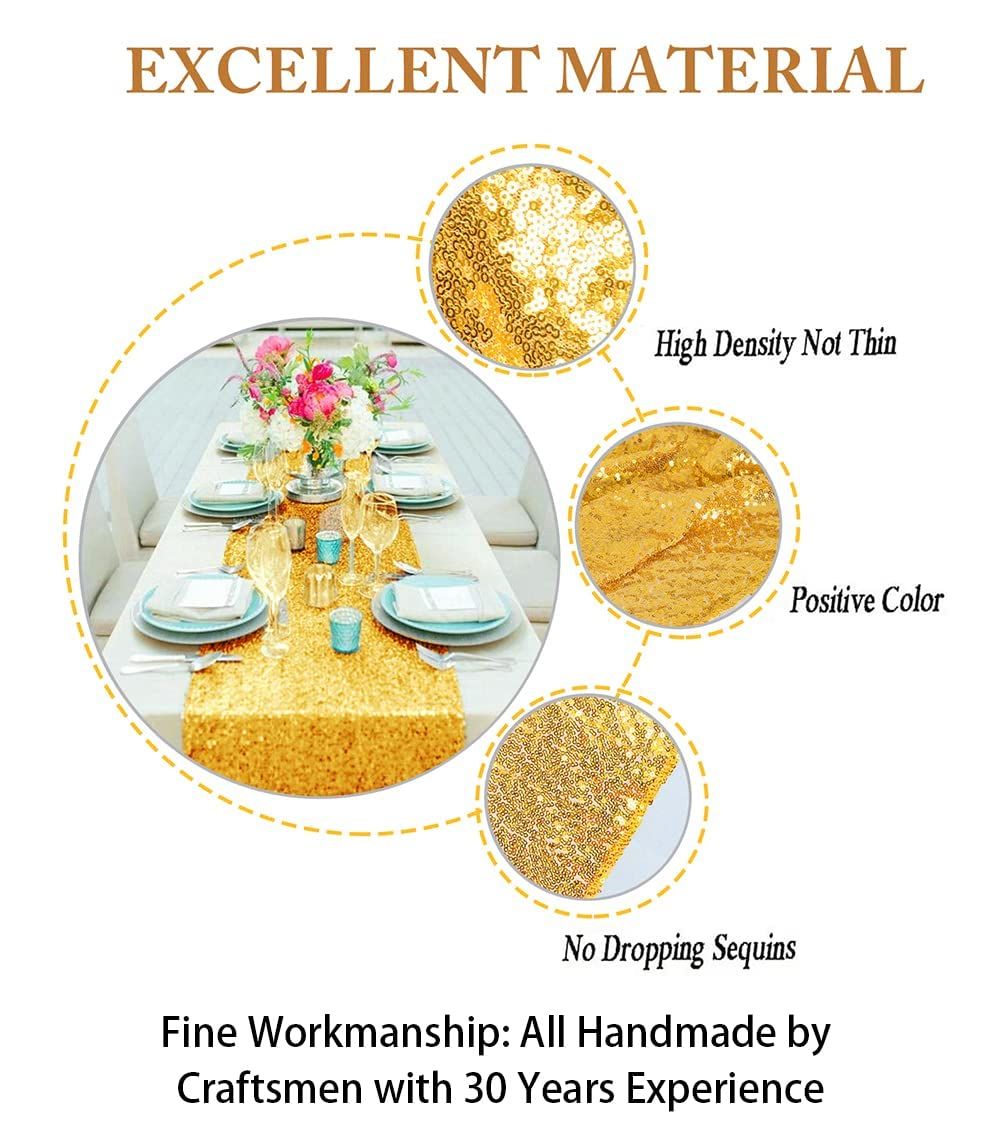 10 Pieces-12 x108 Gold-Sequin-Table-Runners Wedding Party Catering Event Gold view 3
